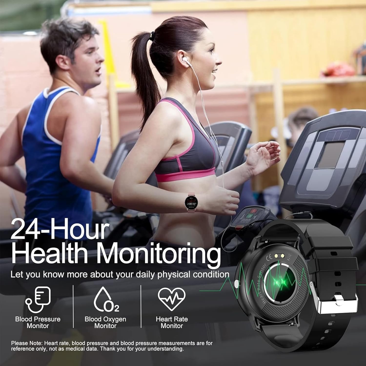 1.28-inch smartwatch for men and women, ultra-thin design, fitness tracker, health monitoring, compatible with Android iOS - blue