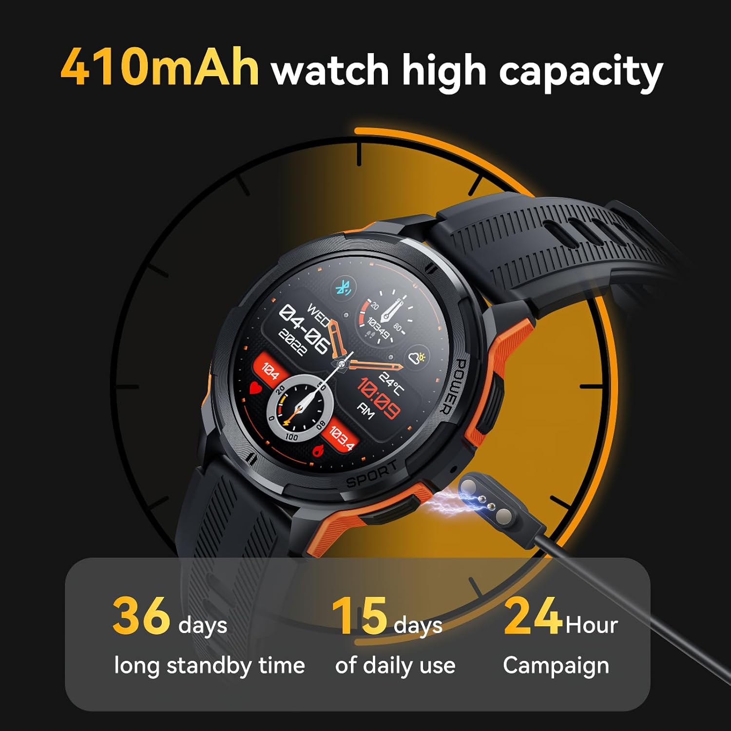 1.43-inch HD triple-proof smart watch, Bluetooth call/fitness tracker/multi-function smart watch - black