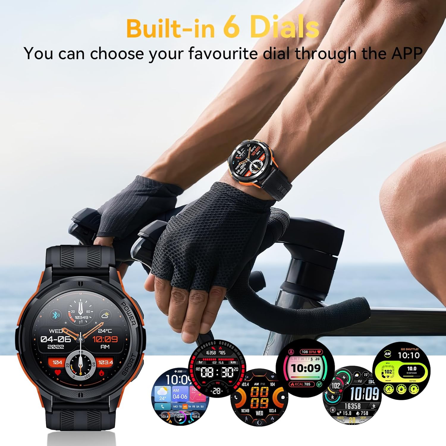 1.43-inch HD triple-proof smart watch, Bluetooth call/fitness tracker/multi-function smart watch - black