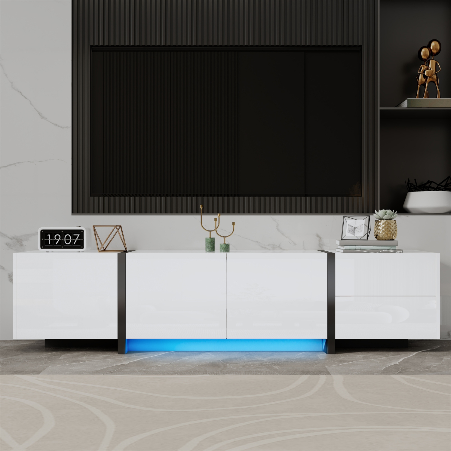 Homy Casa TV Stand with LED Light