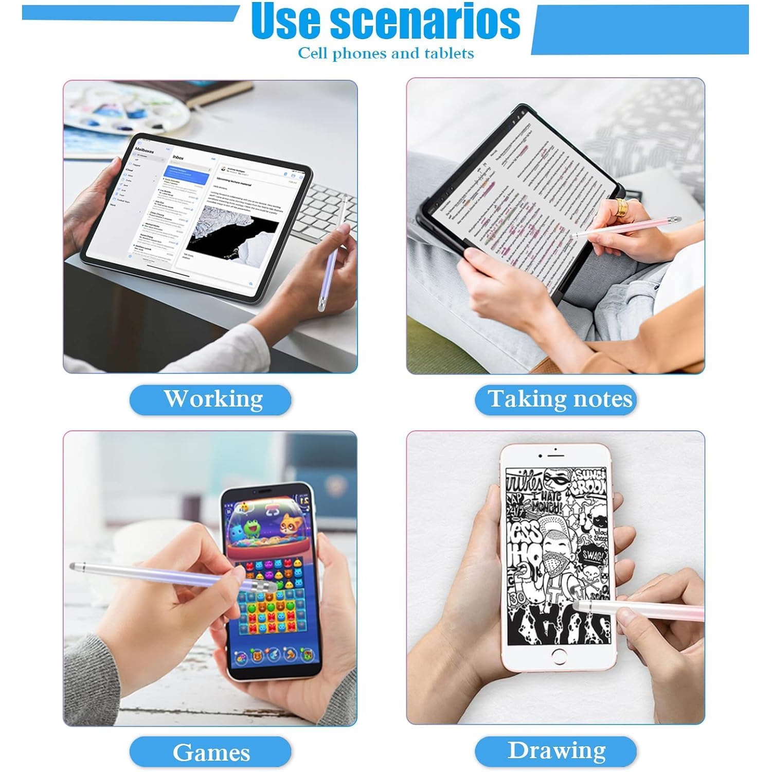 New mobile phone tablet metal capacitive pen painting magnetic universal stylus cloth head disc two-in-one stylus, suitable for