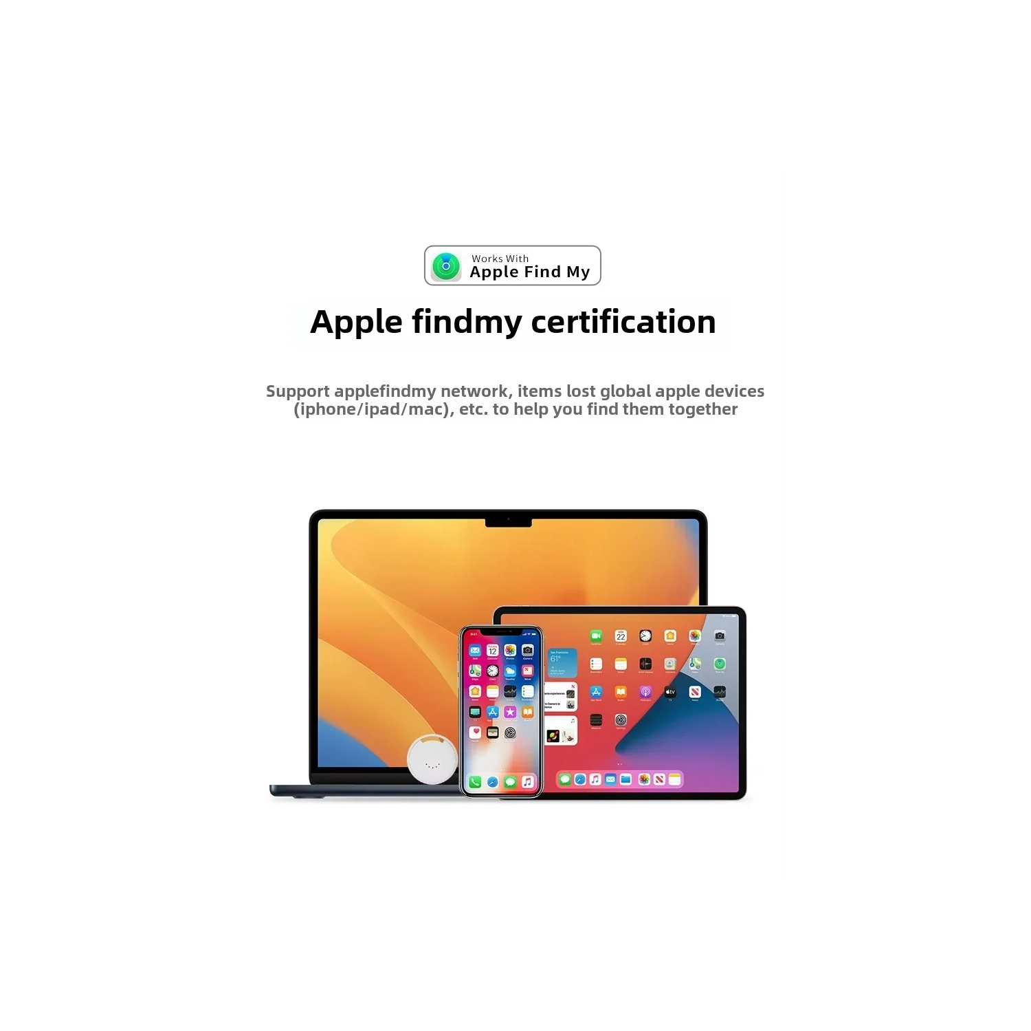 Global Positioning Device Round Anti-Lost Device, Smart Alarm 5,2 Bluetooth Anti-Perdu, Tracker Valises Aînés - Blanc