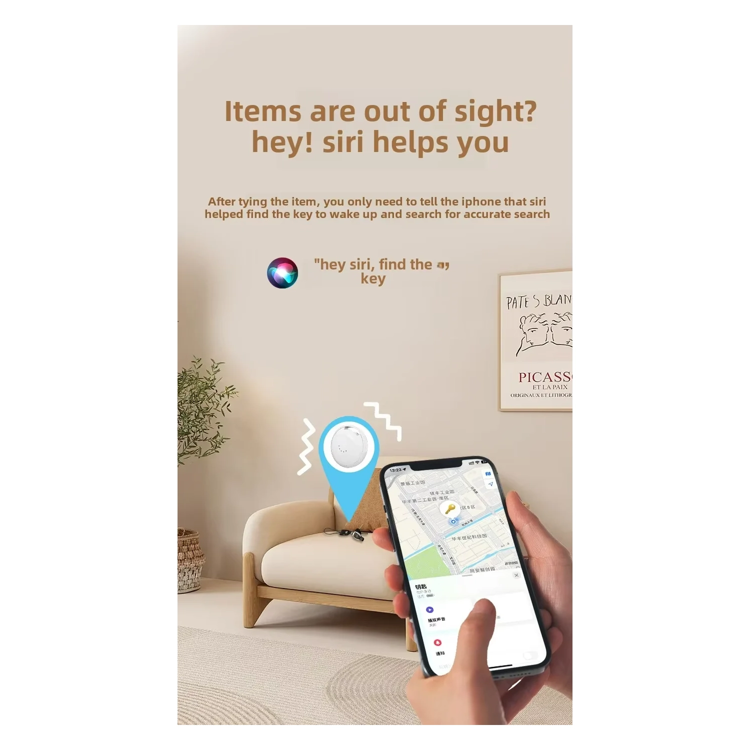 Global Positioning Device Round Anti-Lost Device, Smart Alarm 5,2 Bluetooth Anti-Perdu, Tracker Valises Aînés - Blanc