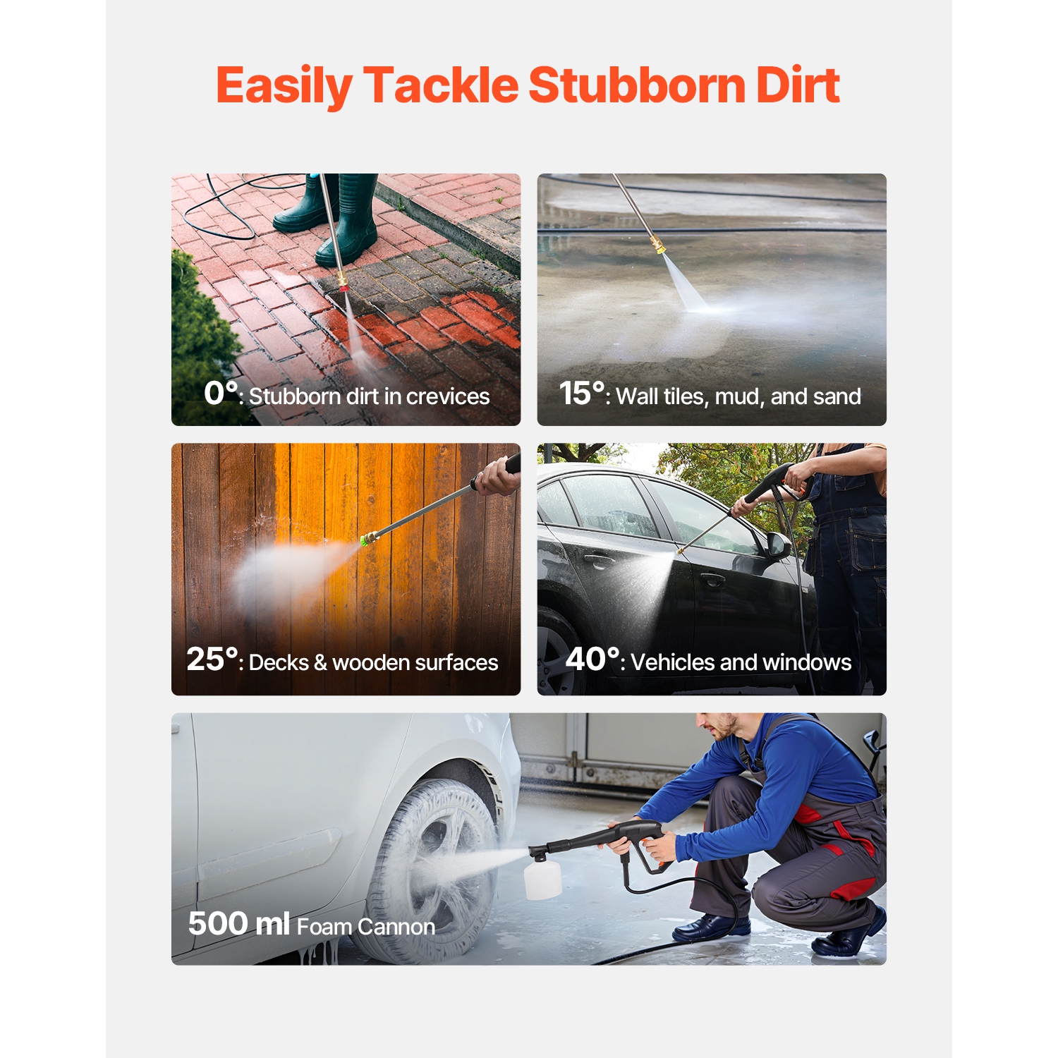 Pulvérisateur électrique VEVOR 4200 et 2,8 GPM PSI Max, nettoyeur haute pression avec 4 buses à raccord rapide et un canon en mousse, idéal pour les