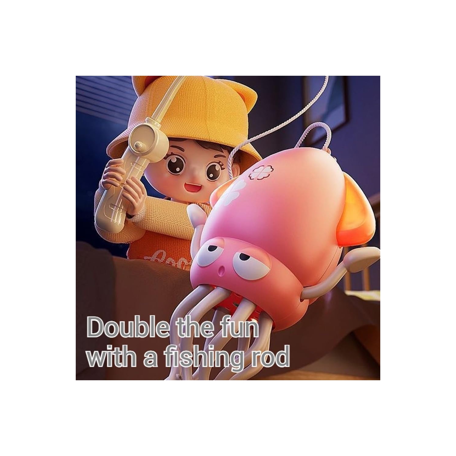 Stress relief dancing octopus robot toy - obstacle avoidance and sliding, encourages crawling, dynamic sound and light, simulated fishing, children's