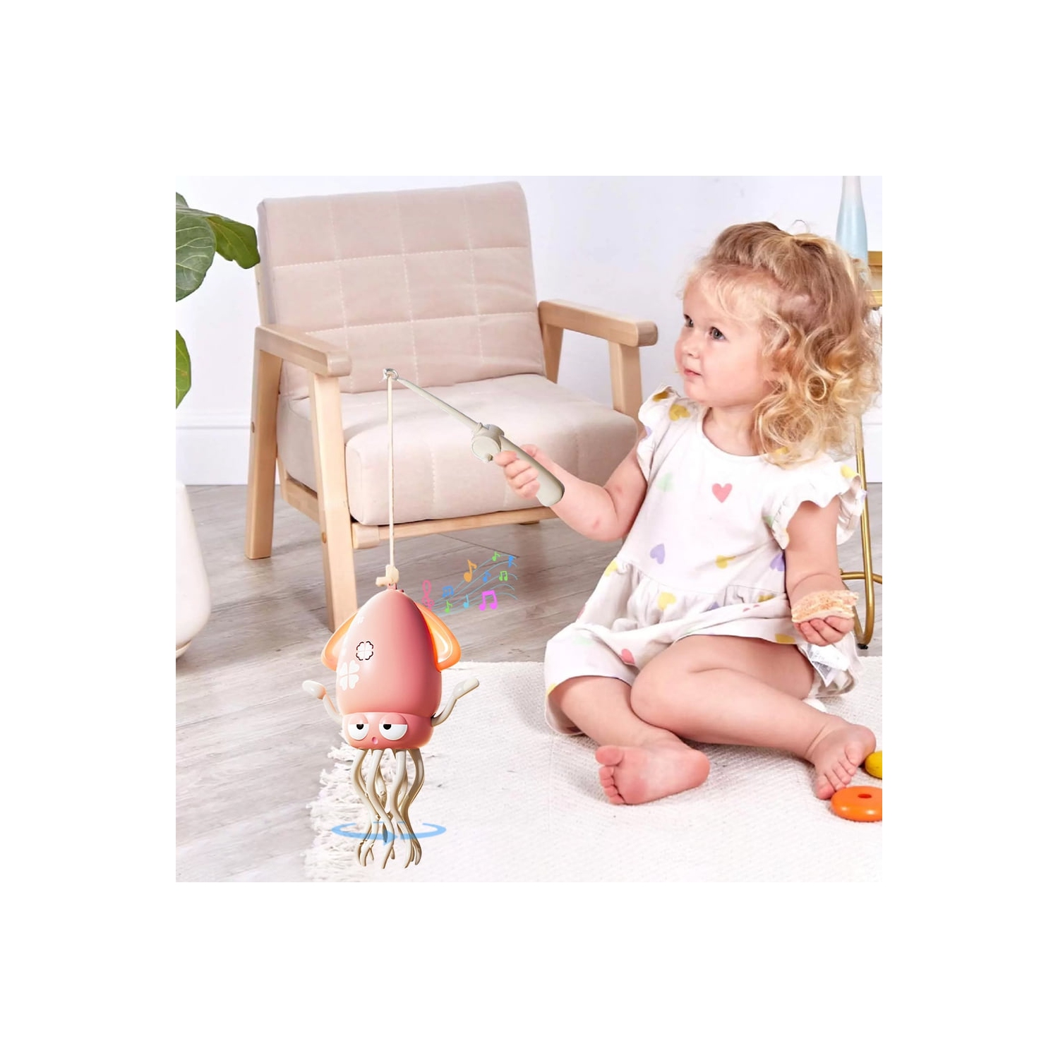 Stress relief dancing octopus robot toy - obstacle avoidance and sliding, encourages crawling, dynamic sound and light, simulated fishing, children's