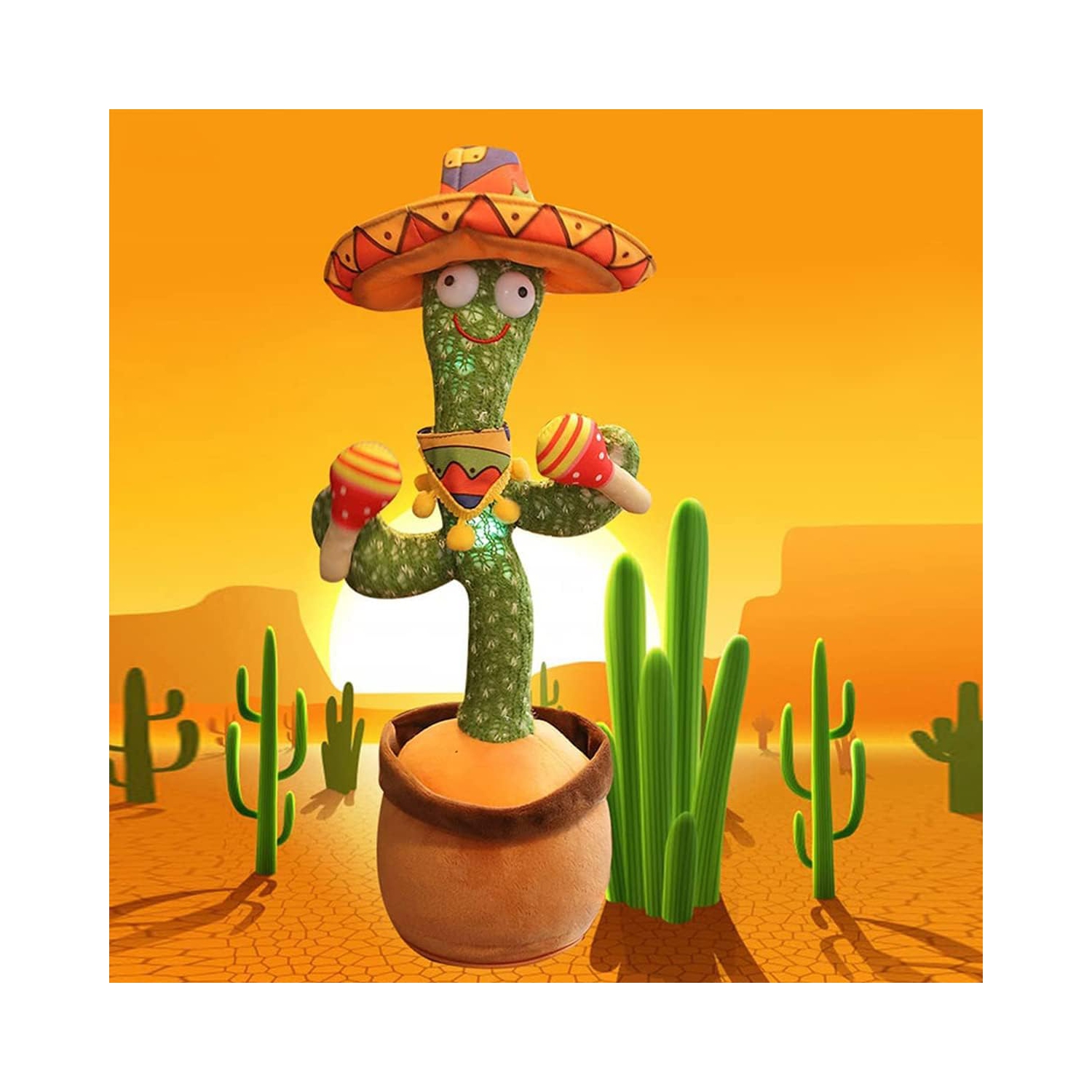 Singing and Dancing Cactus Plush Toy - Interactive Talking, Recording, Lighting, Dancing, USB Rechargeable, 120 Songs - Fun Gift for Kids