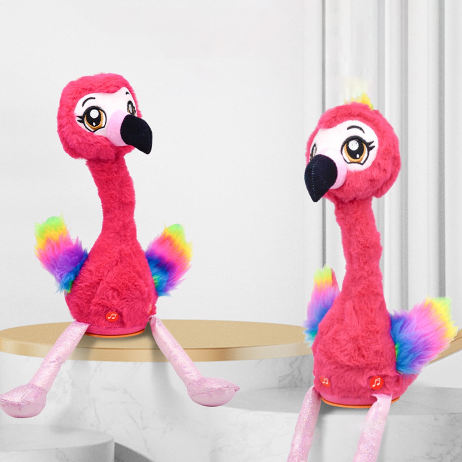 Interactive Flamingo Plush Toy with Recording and Dancing Function - 15 Second Voice Changer, 120 Songs, Interactive Toy Plush Doll, Baby