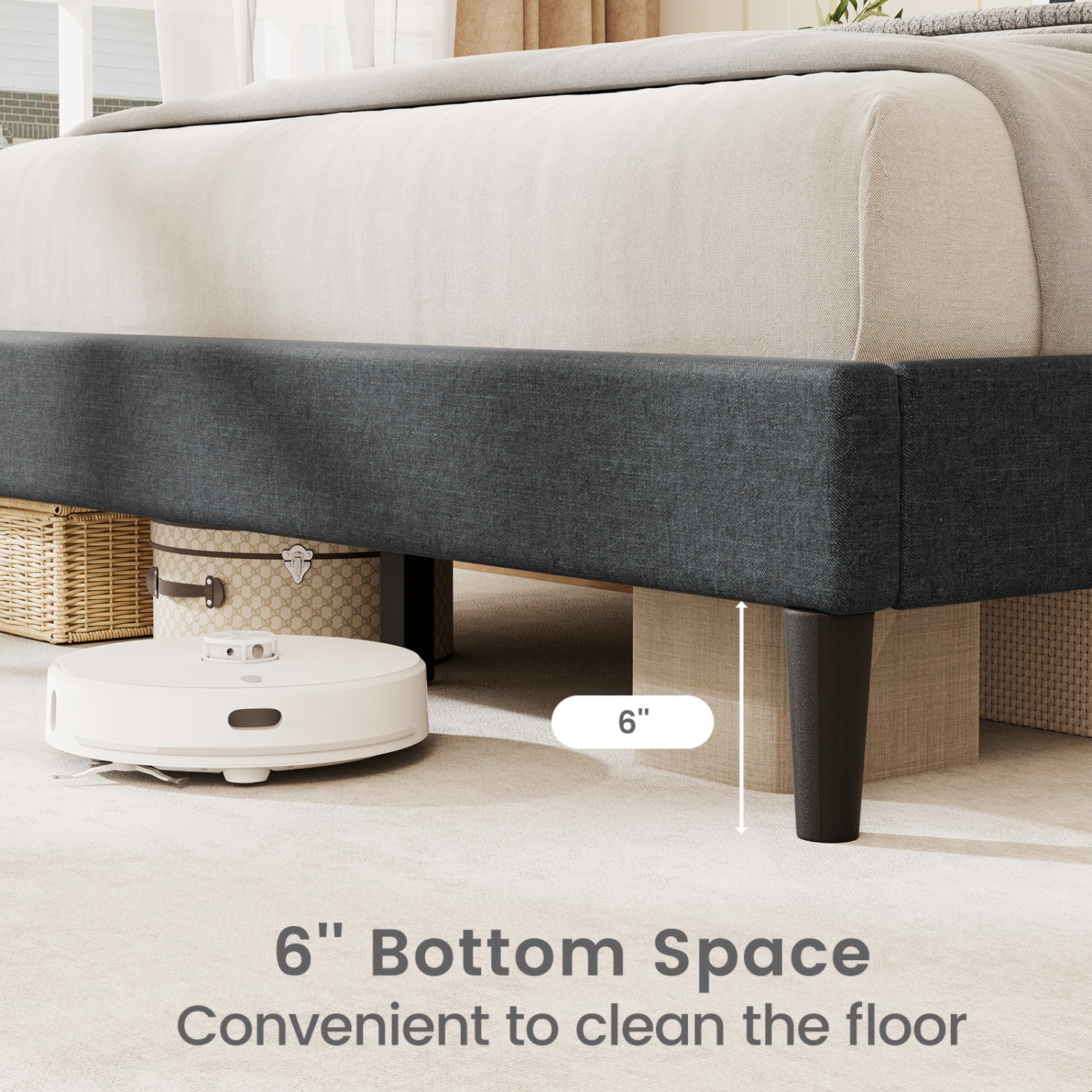 Gymax Twin / Full / Queen Size Bed Frame w/ Vertical Channel Tufted Headboard & Wooden Slats