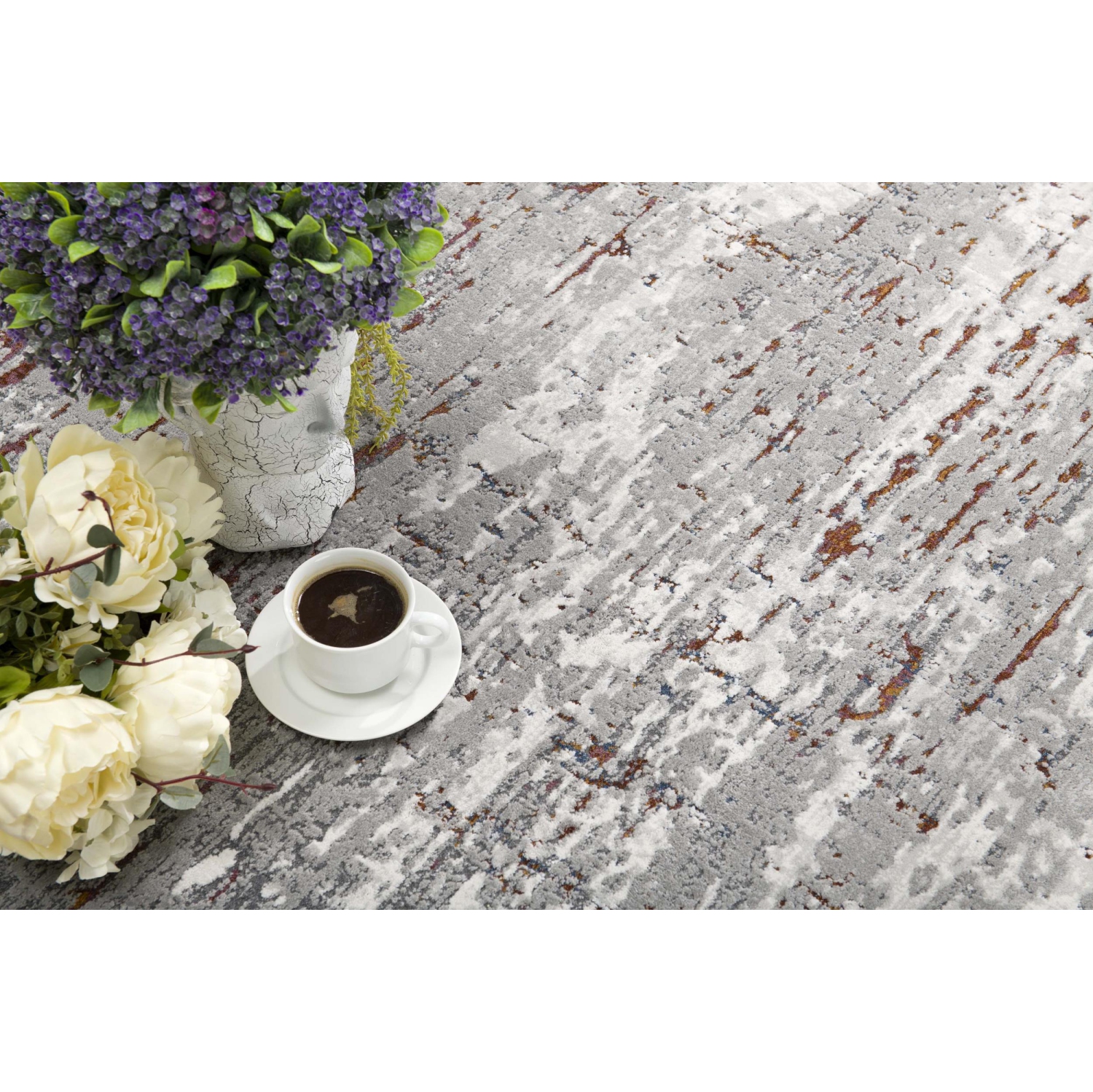 Rug Branch Cairn Comtemporary Abstract Distressed Grey/Red Indoor Area Rug