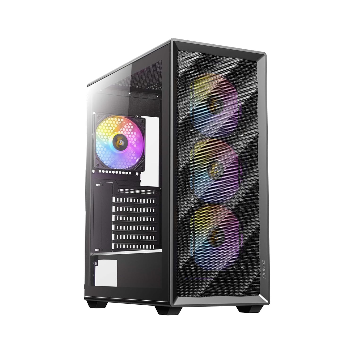 Antec – Boîtier ARGB AX85, tour mi-haute, ATX, M-ATX, ITX 4 ventilateurs ARGB 120&nbsp;mm, sans source, noirs