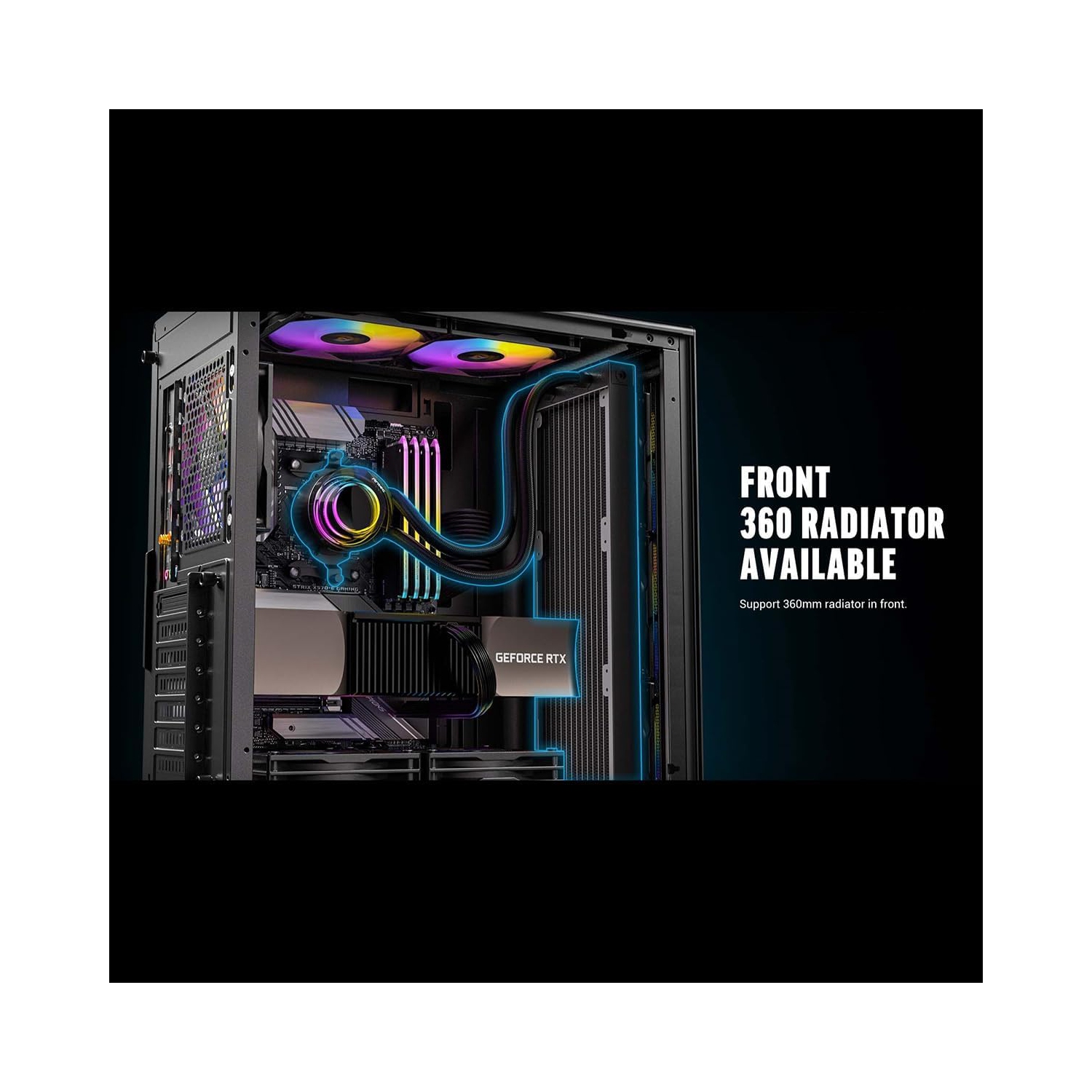 Antec – Boîtier ARGB AX85, tour mi-haute, ATX, M-ATX, ITX 4 ventilateurs ARGB 120&nbsp;mm, sans source, noirs