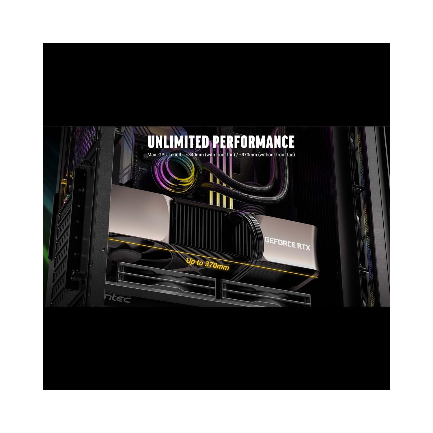 Antec – Boîtier ARGB AX85, tour mi-haute, ATX, M-ATX, ITX 4 ventilateurs ARGB 120&nbsp;mm, sans source, noirs