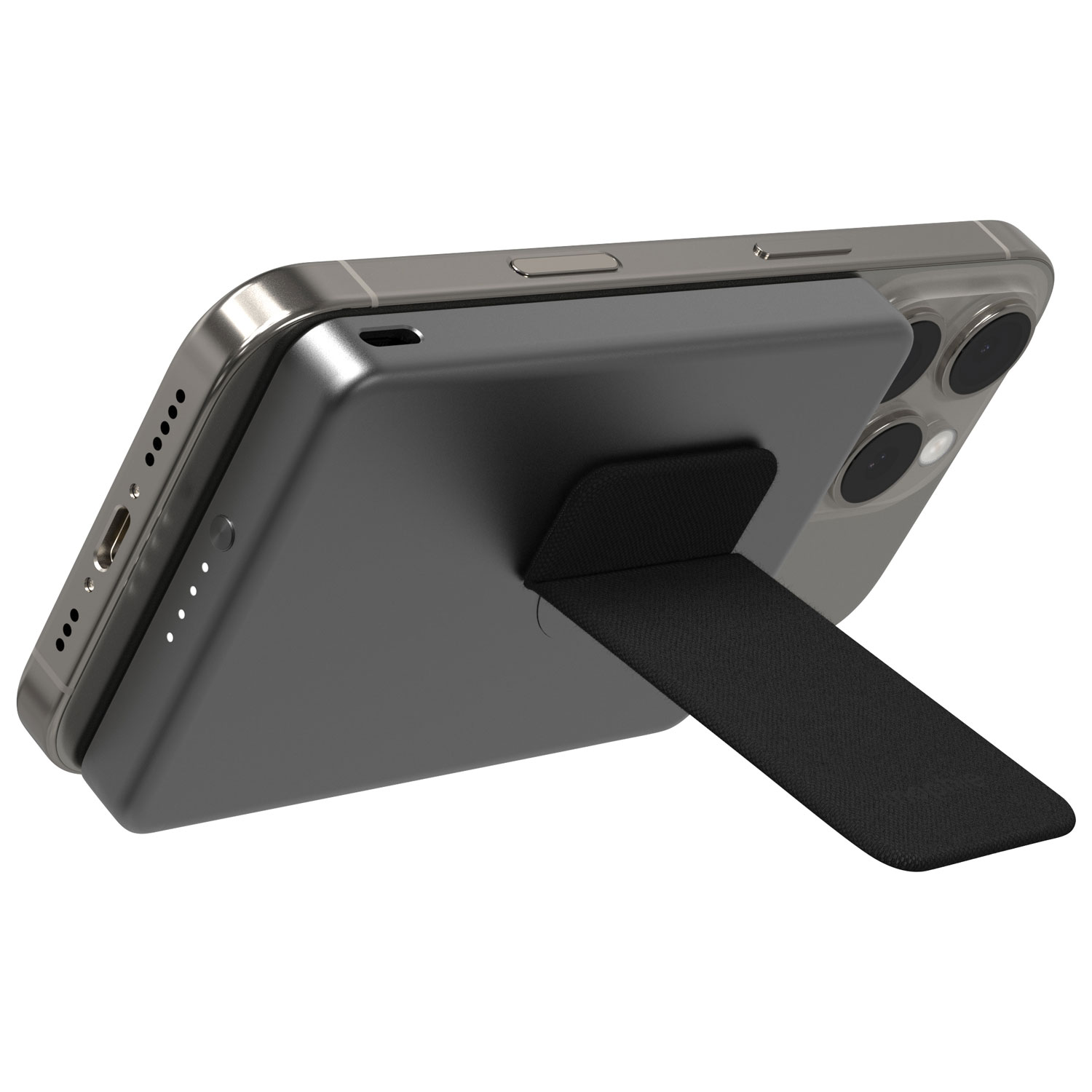 Chargeur portable mince USB-C 15 W 5000 mAh Powerstation de Mophie avec chargeur sans fil Qi2 et support - Noir