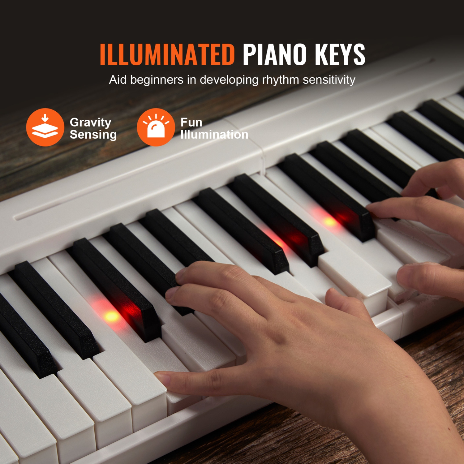 Piano pliable VEVOR à 61 touches, Bluetooth et MIDI, piano électronique portatif pliable numérique avec pédale forte, étui pour touches sensibles,