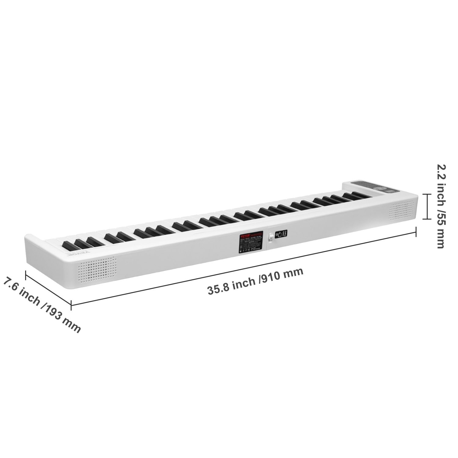 Piano pliable VEVOR à 61 touches, Bluetooth et MIDI, piano électronique portatif pliable numérique avec pédale forte, étui pour touches sensibles,