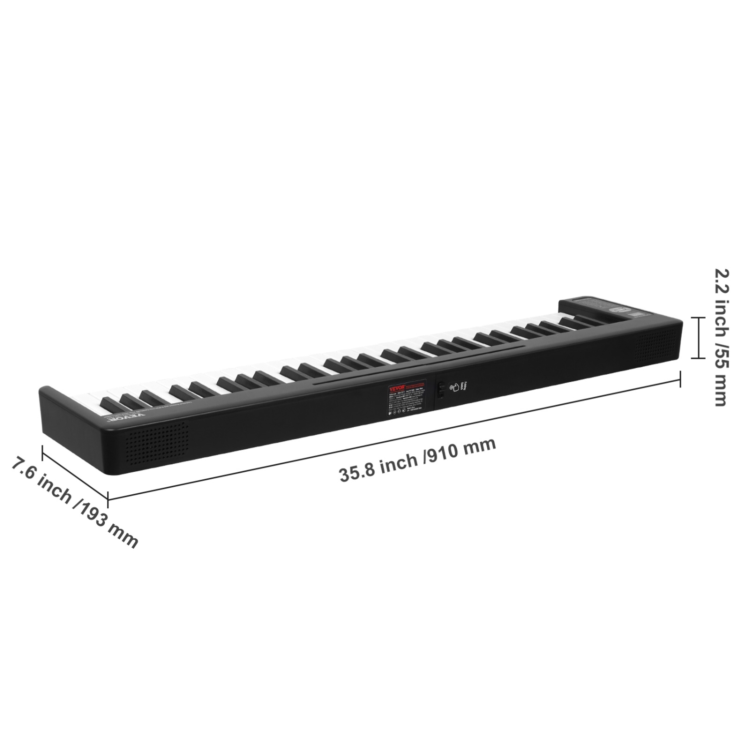 Piano pliable VEVOR à 61 touches, Bluetooth et MIDI, piano électronique portatif pliable numérique avec pédale forte, étui pour touches sensibles,