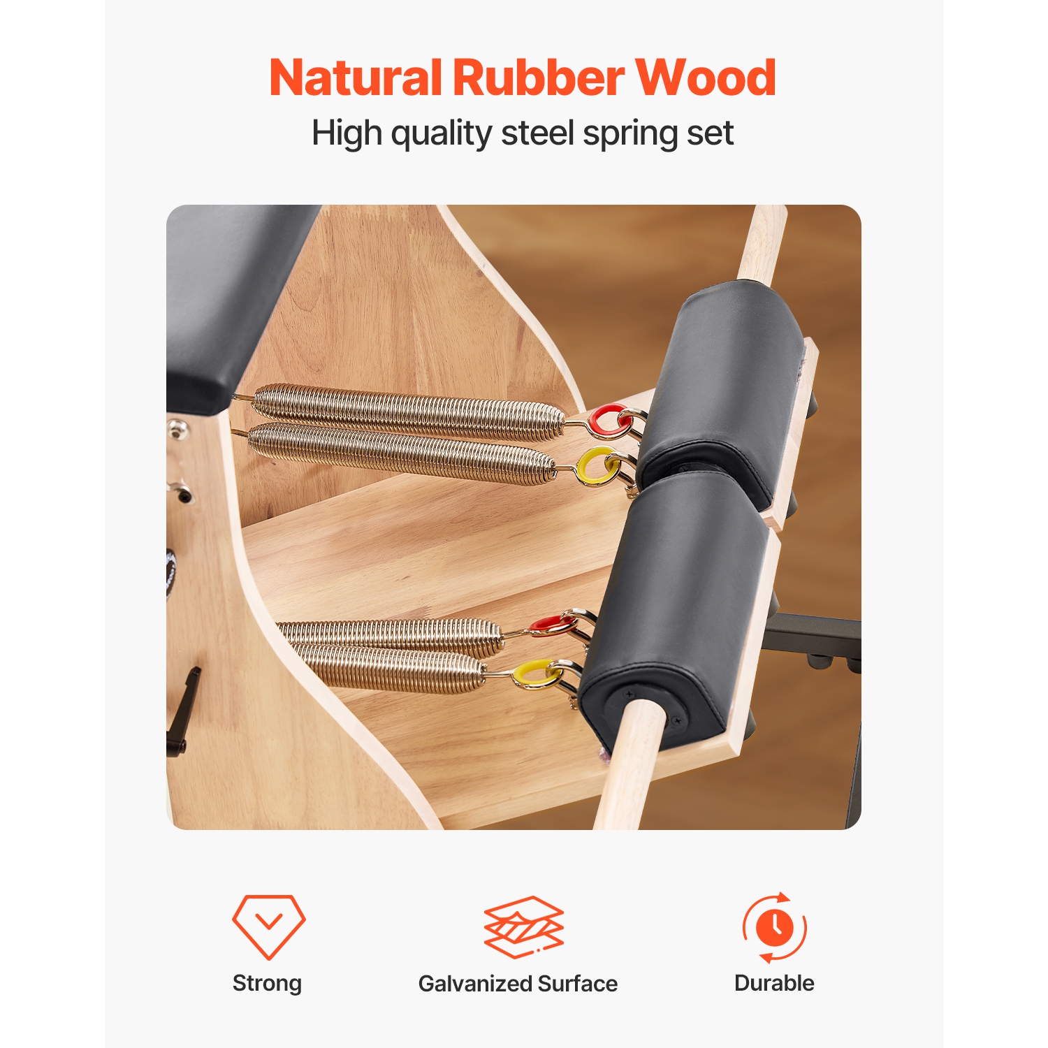 VEVOR Pilates Chair, Split-Pedal Stability Combo Chairs with Handles, Rubber Wood Frame Yoga Fitness Trainer, Exercise Reformer, Pilates