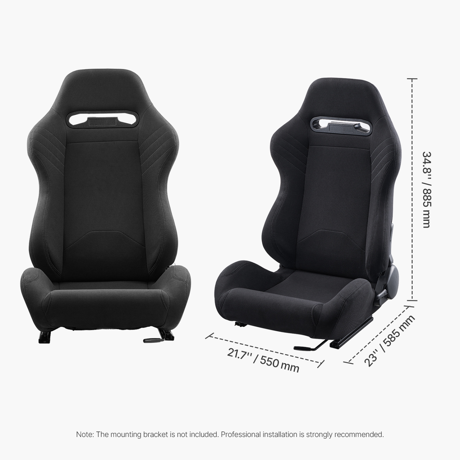 VEVOR 2 Set Racing Seat, Adjustable Racing Cockpit with Wide Angle Reclining & High-Resilience Foam, Comfortable Racing Chair with Polyester Fabric &
