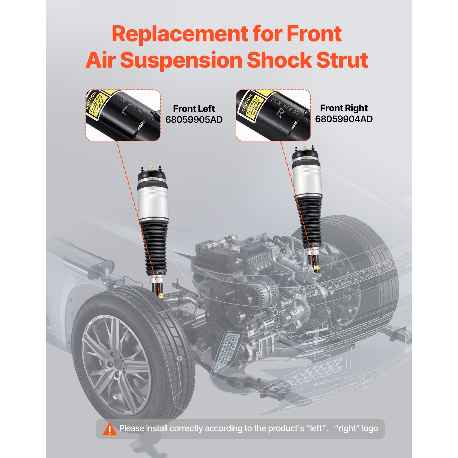 VEVOR 2 PCS Front Air Suspension Struts Shock Absorbers, Compatible With Jeep Grand Cherokee 2011-2016, Replacement for Front Left 68029903AC