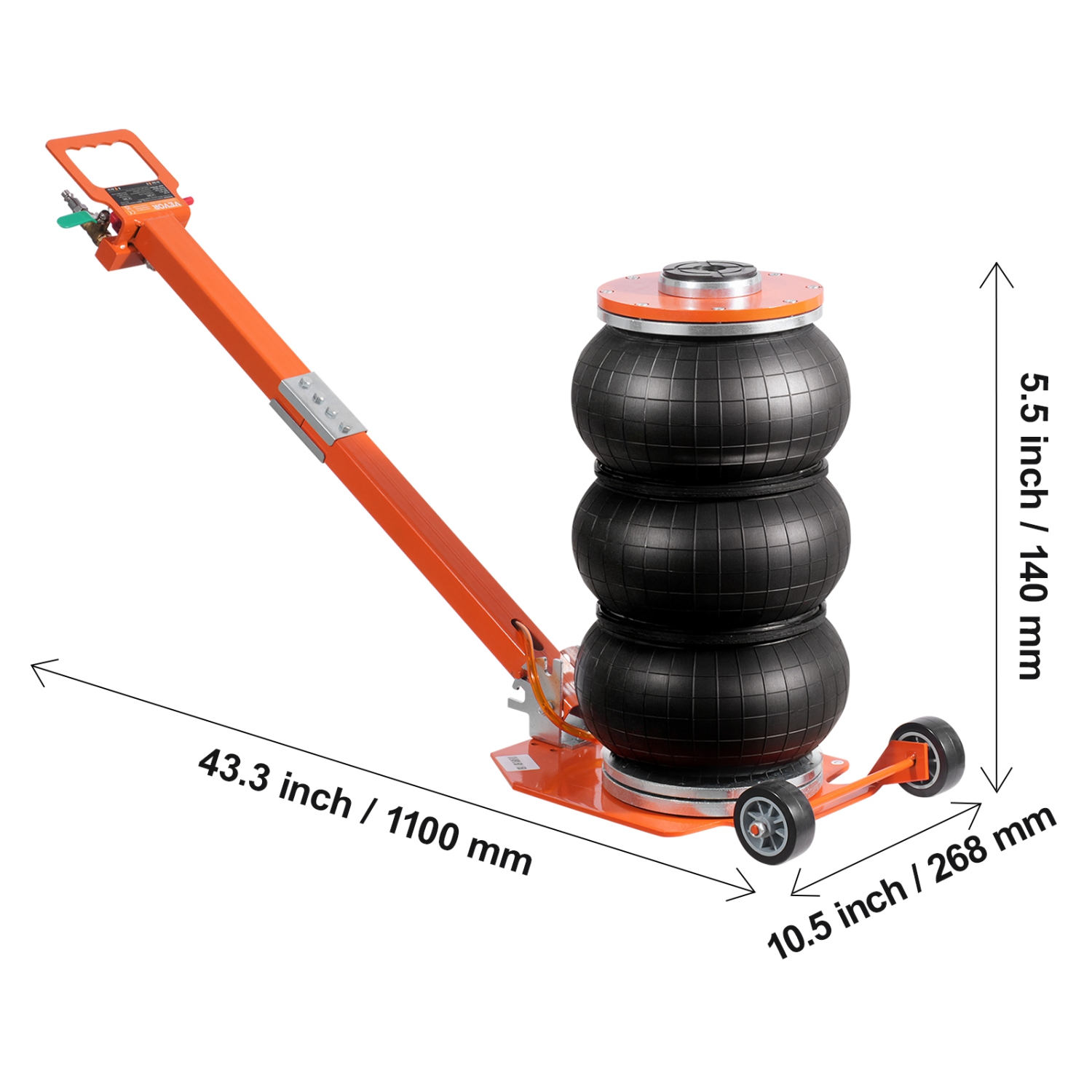 VEVOR 3 Ton/6600 lbs Air Jack, 1-6S Pneumatic Lifting Jack with Heightened Column & Adjustable Handle, Compact, Easy-to-Lift & Space-Saving Jack with