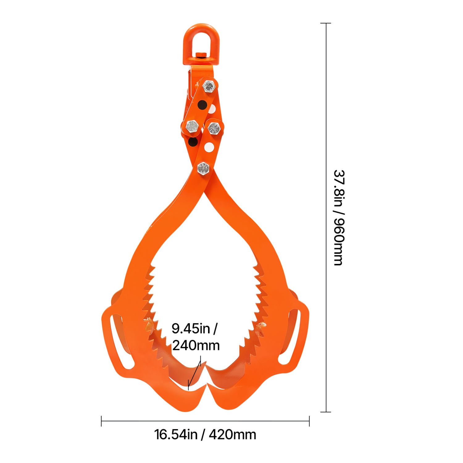 VEVOR 32in Log Lifting Tongs, 4-Claw Log Tongs, Heavy Duty Steel Log Grapple, 2200LBS Lifting Capacity, Swivel Log Graper Timber, Eagle Claw Design,