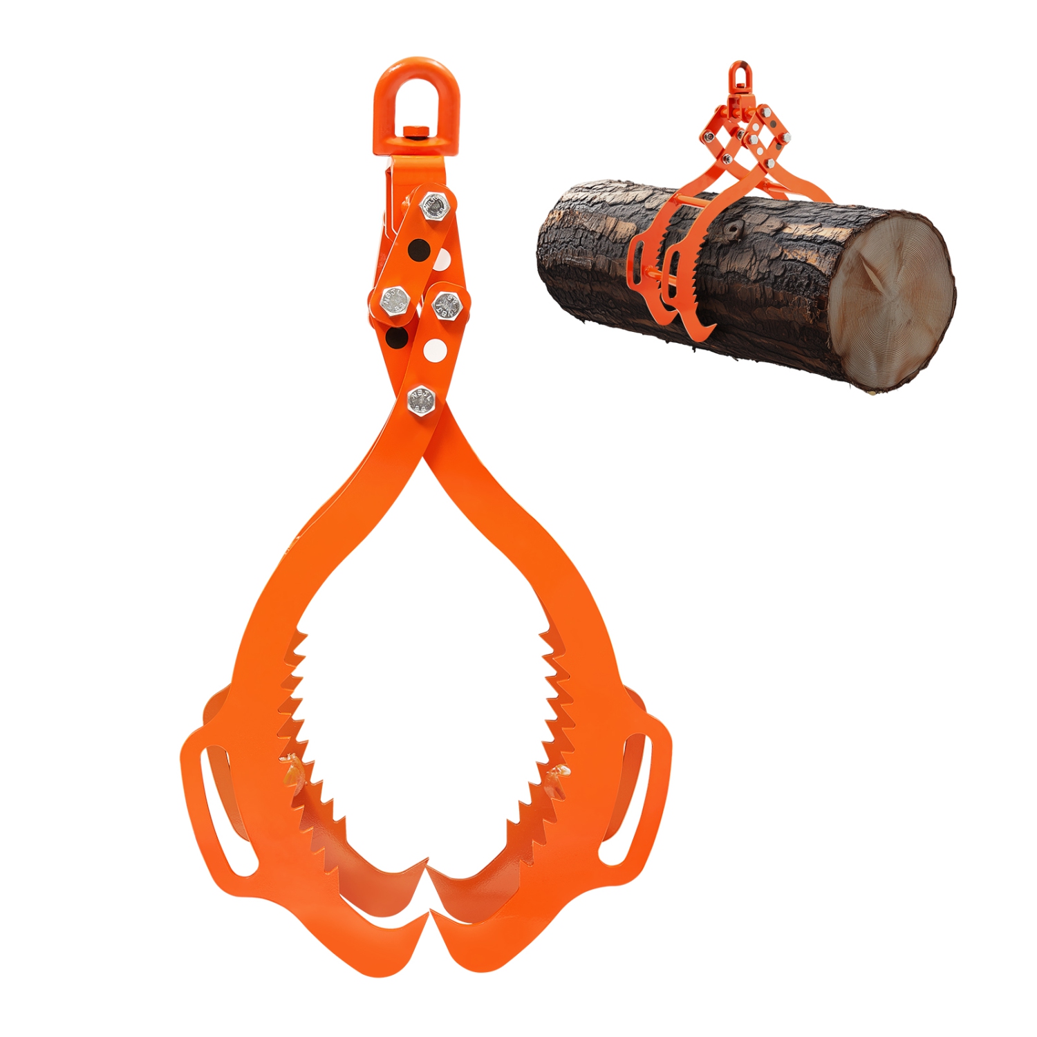 VEVOR 32in Log Lifting Tongs, 4-Claw Log Tongs, Heavy Duty Steel Log Grapple, 2200LBS Lifting Capacity, Swivel Log Graper Timber, Eagle Claw Design,