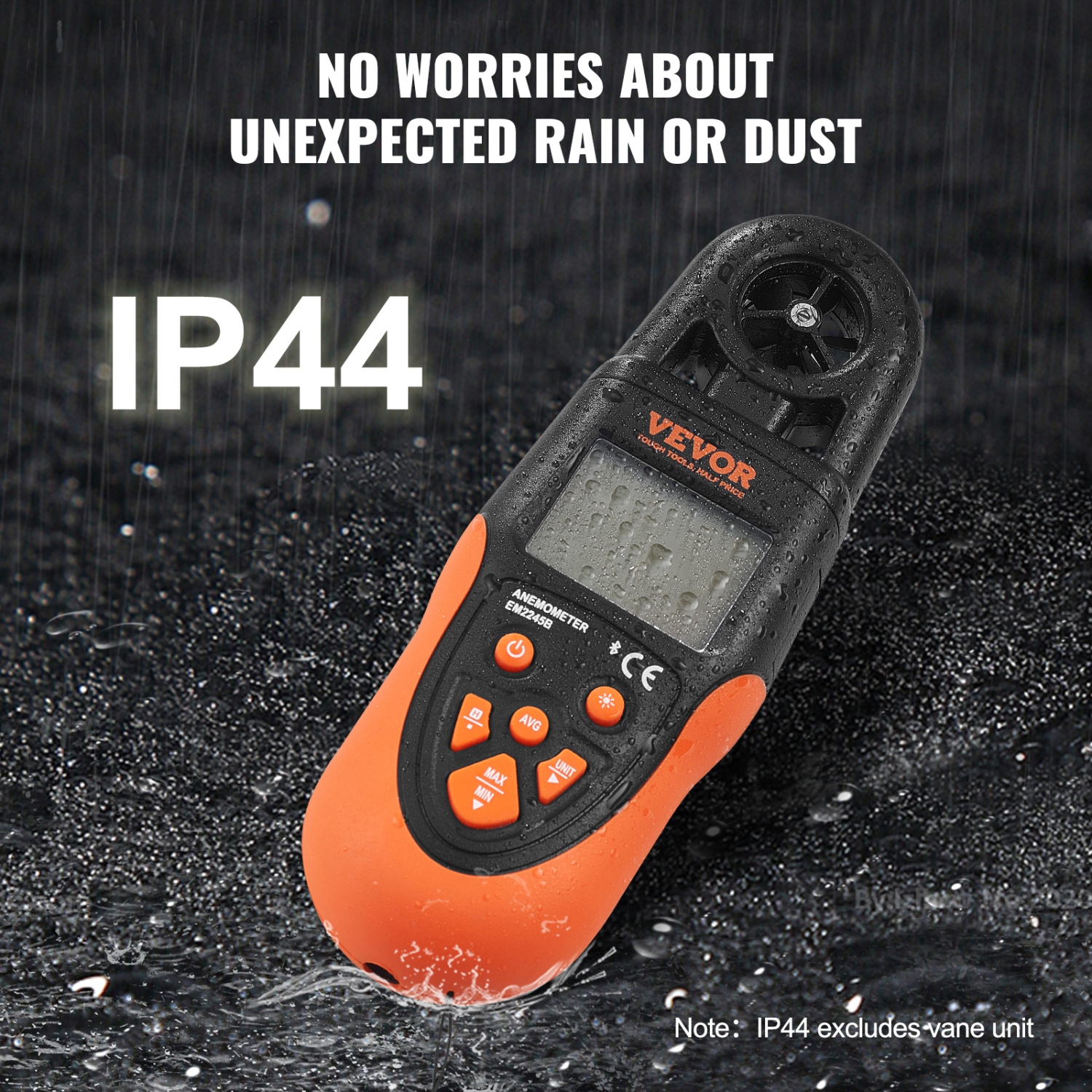 VEVOR 14℉-140℉ Bluetooth Handheld Anemometer, Digital Wind Speed Meter Gauge with LED Backlight Screen, Measures Wind Velocity Wind Temperature Air