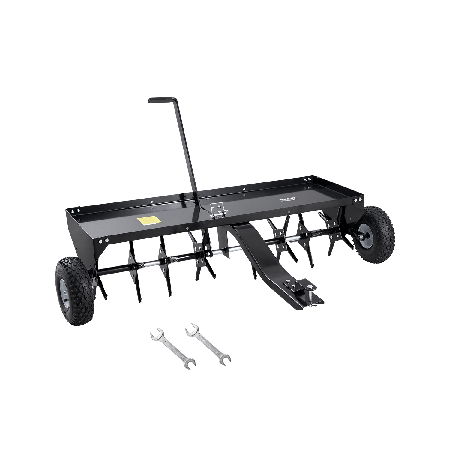 VEVOR 48-Inch Tow Behind Plug Aerator, Tow Behind Lawn Plug Aerator with Universal Hitch, Pull Behind Aerator with Iron Spikes Alternately Arranged,