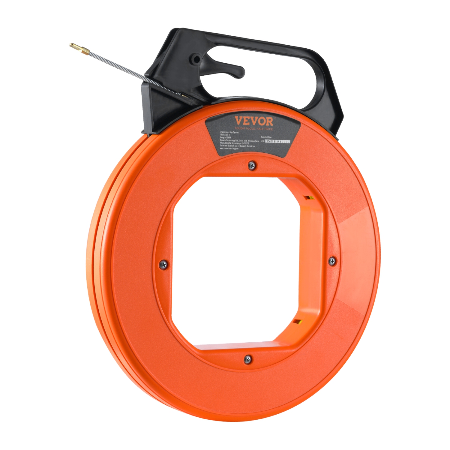 VEVOR 100 ft Fish Tape,3/16-inch,Fiberglass Wire Puller with Optimized Housing and Handle, Easy-to-Use Cable Puller Tool,Flexible Wire Fishing Tools