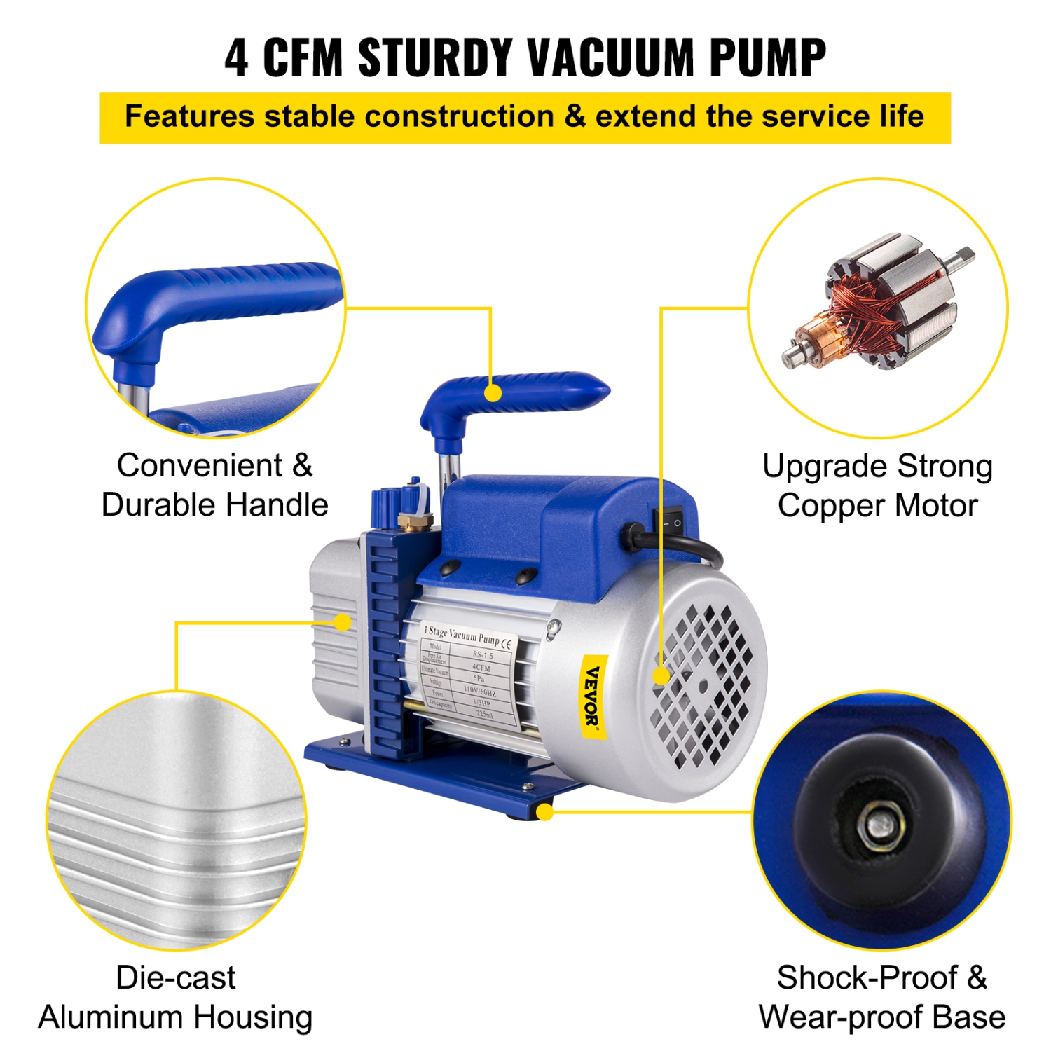 VEVOR 2 Gallon Vacuum Pump Vacuum Chamber Silicone Expoxy Degassing with 4CFM 1/3HP Single Stage Vacuum Pump