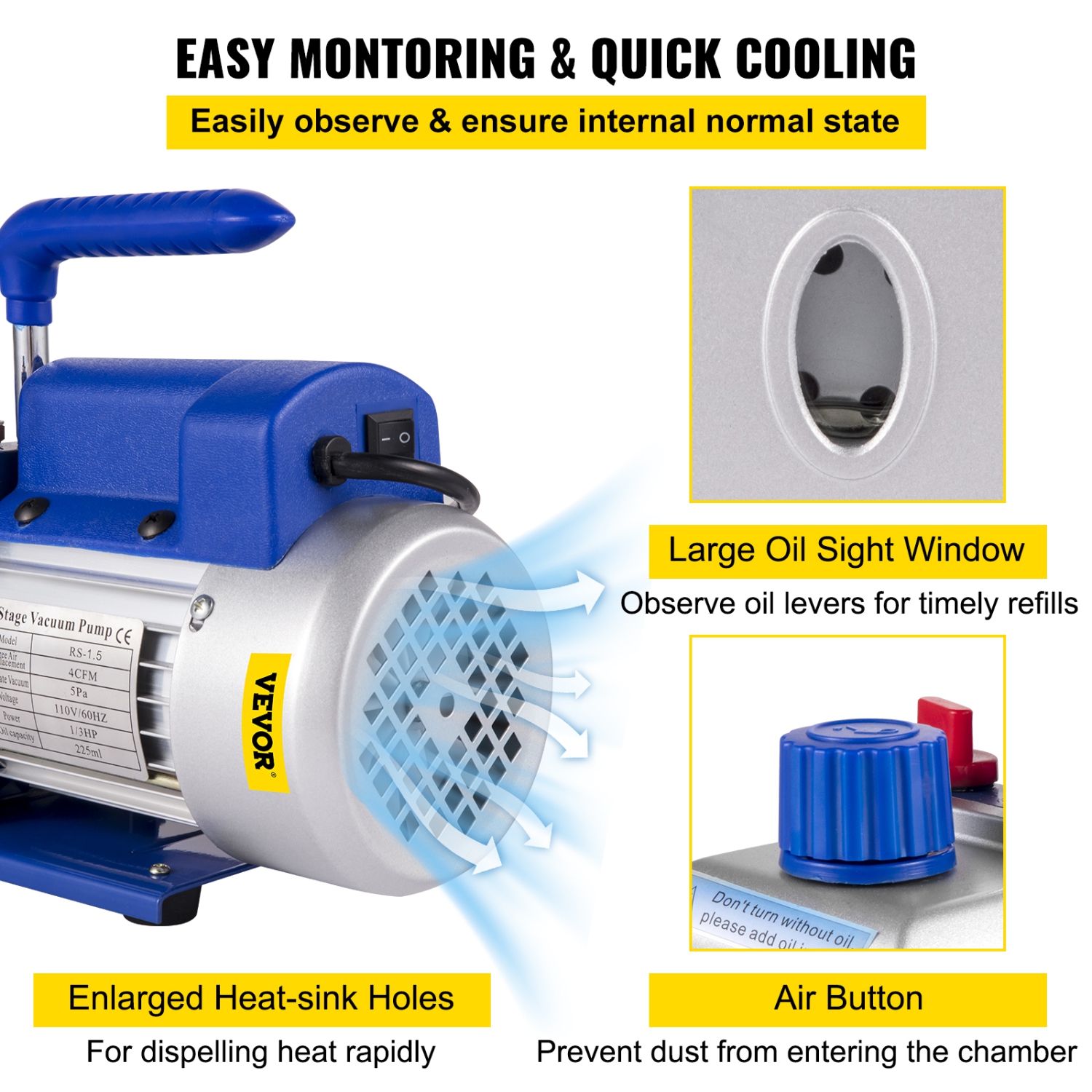 VEVOR 2 Gallon Vacuum Pump Vacuum Chamber Silicone Expoxy Degassing with 4CFM 1/3HP Single Stage Vacuum Pump