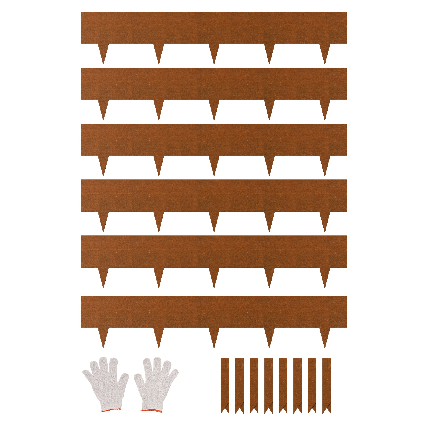 VEVOR 6 Packs Steel Landscape Edging, 40 x 8 in Weather-Resistant & Pre-Rust Metal Landscape Edging, Bendable Garden Edging Border, Shark Spike, Lawn