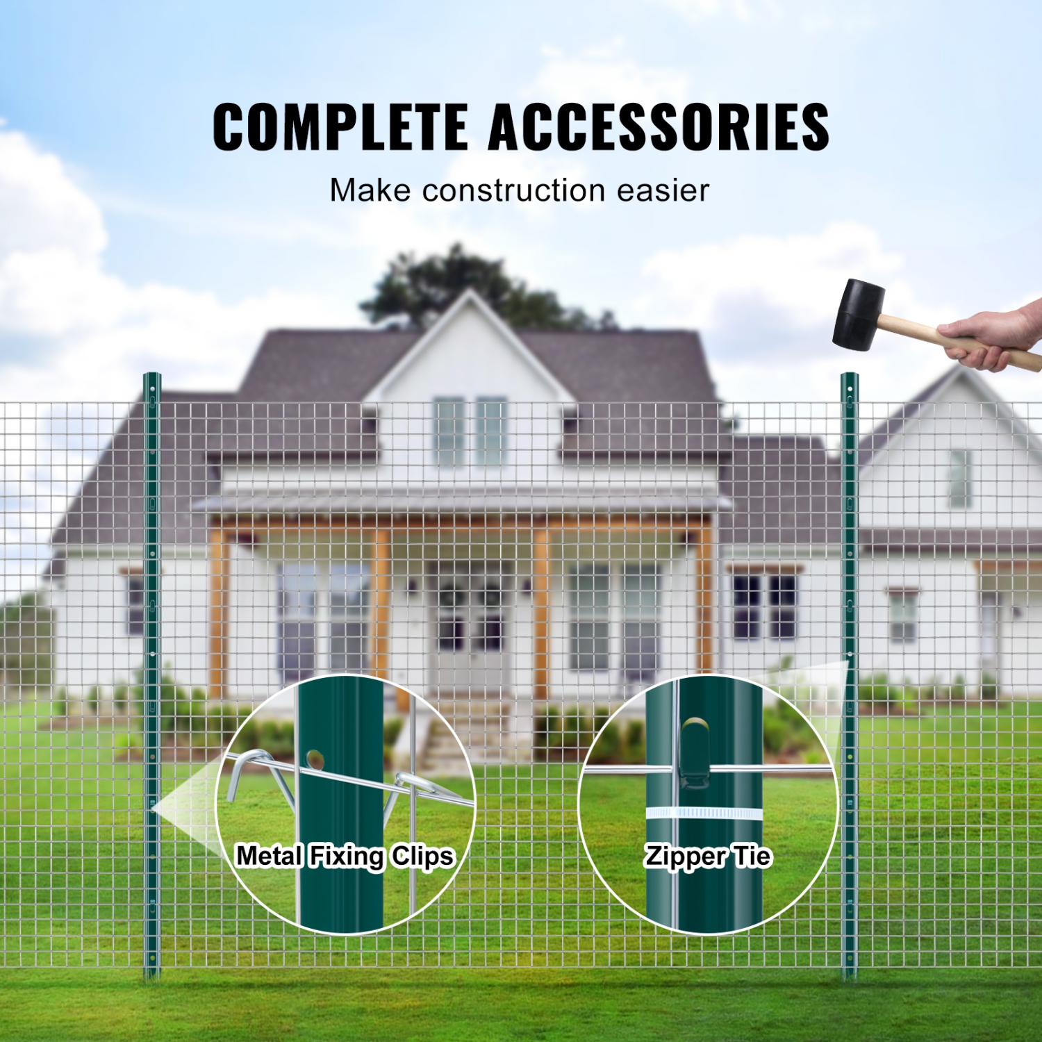 VEVOR 4 Feet Fence Post, 10 Pack U-Channel Heavy Duty Metal Fence Posts, Sturdy Steel Fence Stakes for Garden Yard, Lawn, Farms and Outdoor Wire