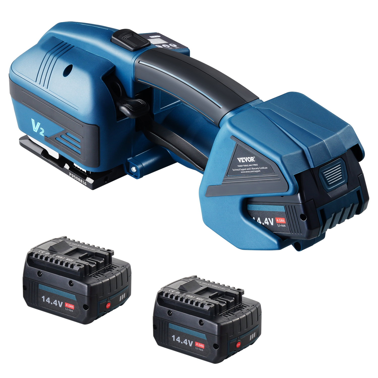 VEVOR 0.35"-0.63" Electric Strapping Machine, Portable Electric Banding Tool with Digital Display, 2 x 4000mAh Battery Powered Automatic Strapping