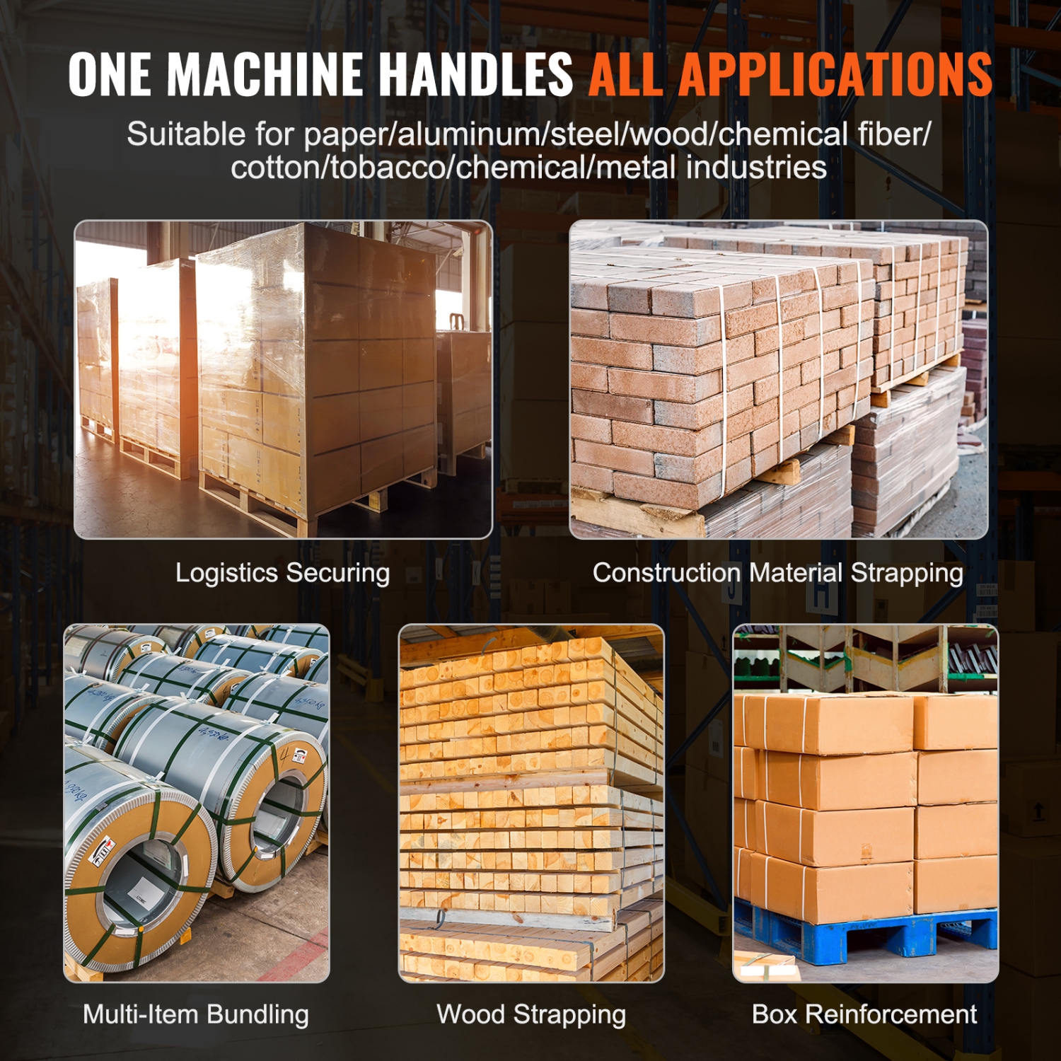 VEVOR 0.35"-0.63" Electric Strapping Machine, Portable Electric Banding Tool with Digital Display, 2 x 4000mAh Battery Powered Automatic Strapping