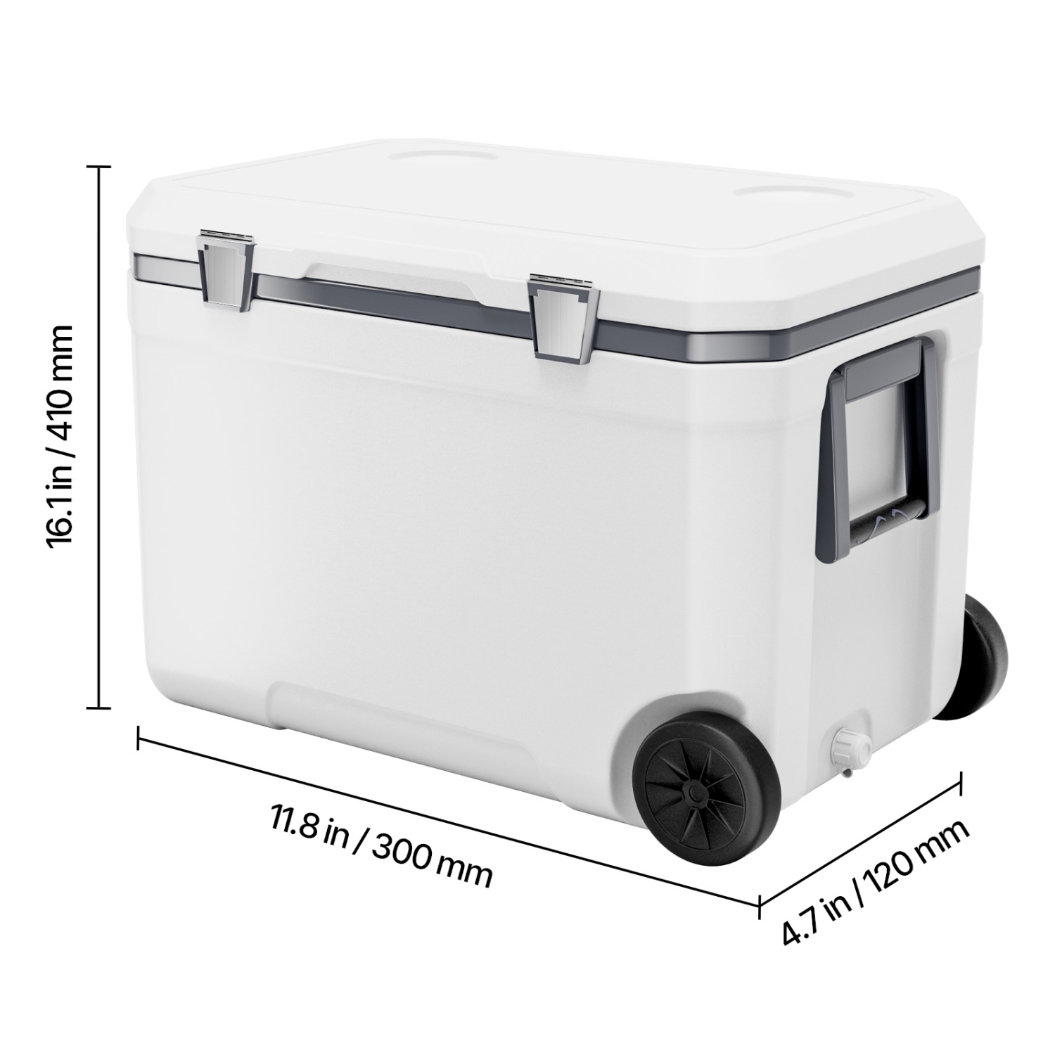 VEVOR 45 QT Portable Cooler, Wheeled Cooler with Ice Retention, Heavy-Duty Handles and Cup Holder, Lightweight Rigid Material Insulated Portable