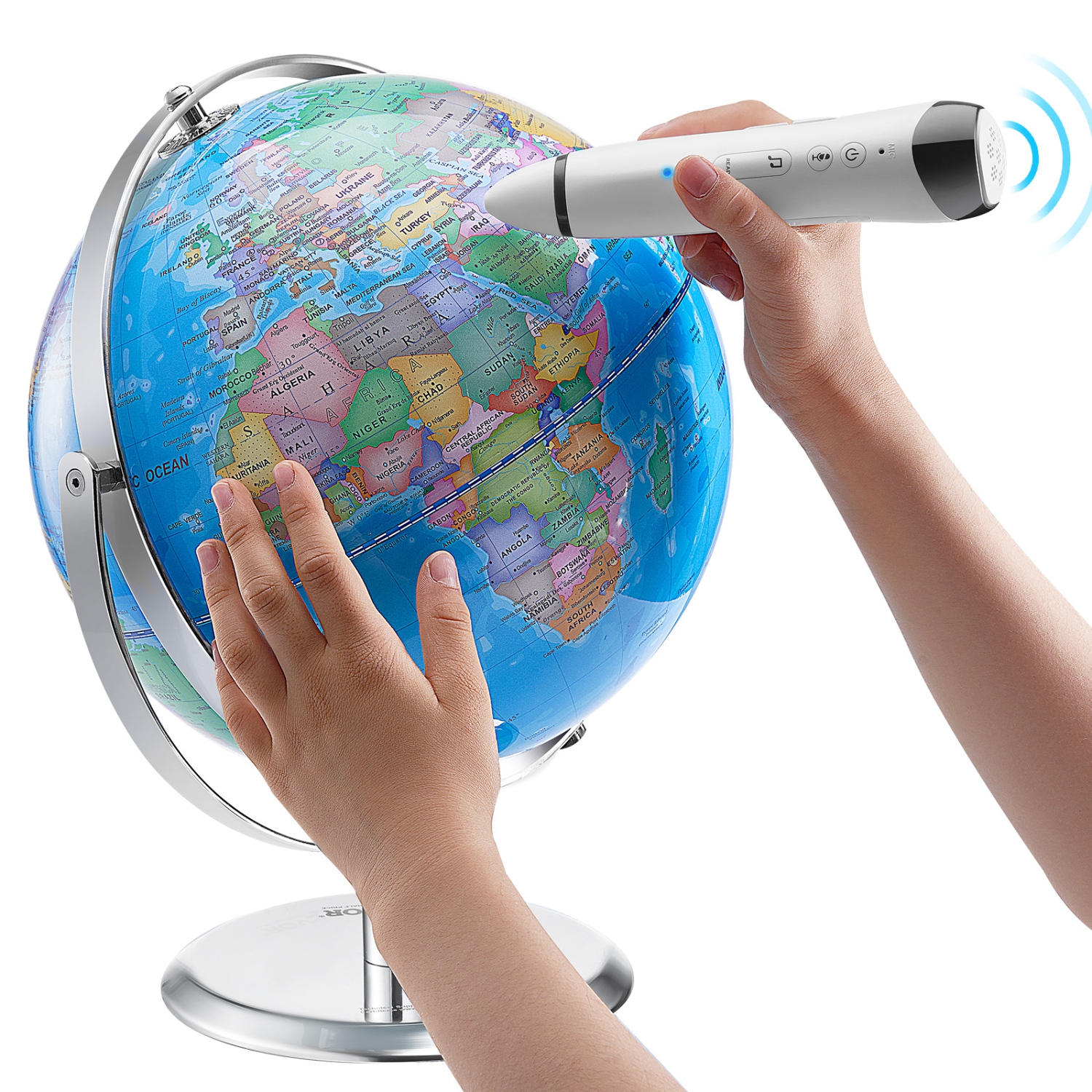 VEVOR 9 in/228.6 mm Talking World Globe, Interactive Globe for Kids Early Learning Teaching, Educational Globe with Smart Talking Pen LED Night Light