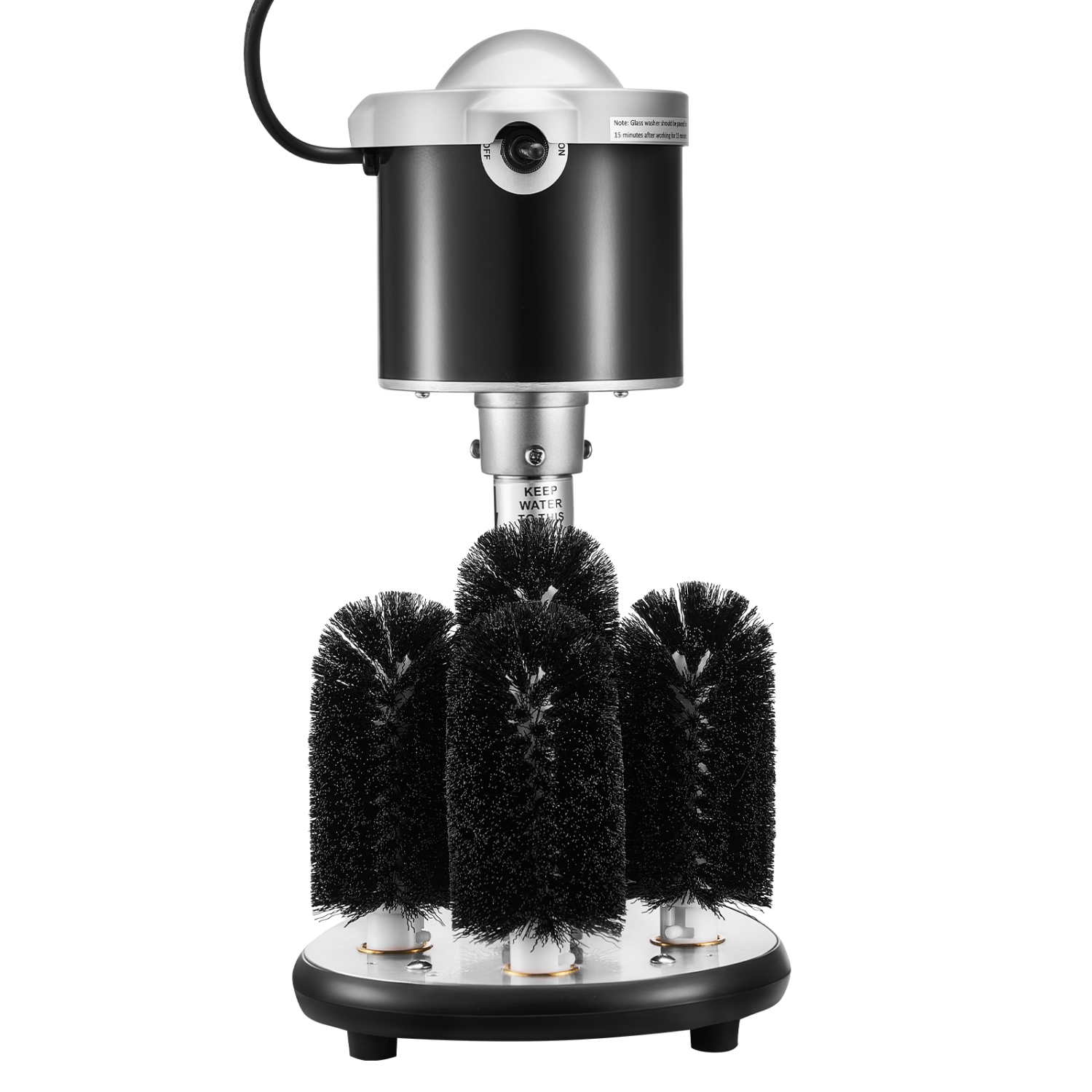 VEVOR 5-Brush Electric Commercial Glass Washer, Bar Glass Cleaner, 600 cups/h Machine, Bar Glass Washer for Champagne Glasses, Beer Cups, Mugs,