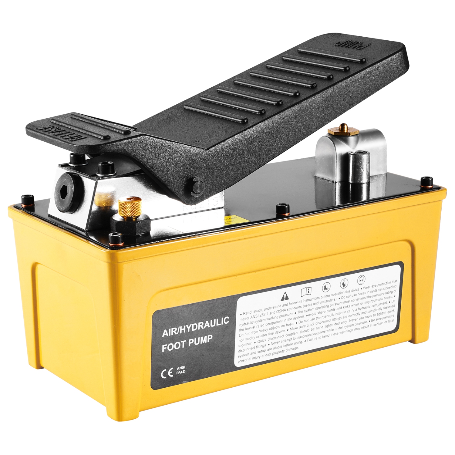 VEVOR 10,000PSI Air Hydraulic Pump, 0.42 Gal Reservoir, NPT 3/8 In Oil Outlet, NPT 1/4 In Inlet, Aluminum Shell Air Actuated Treadle Foot Pump, for