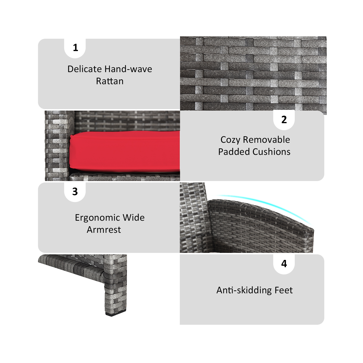 Gymax Set Of 6 Patio Furniture Outdoor Sectional Conversation PE Rattan Sofa Set