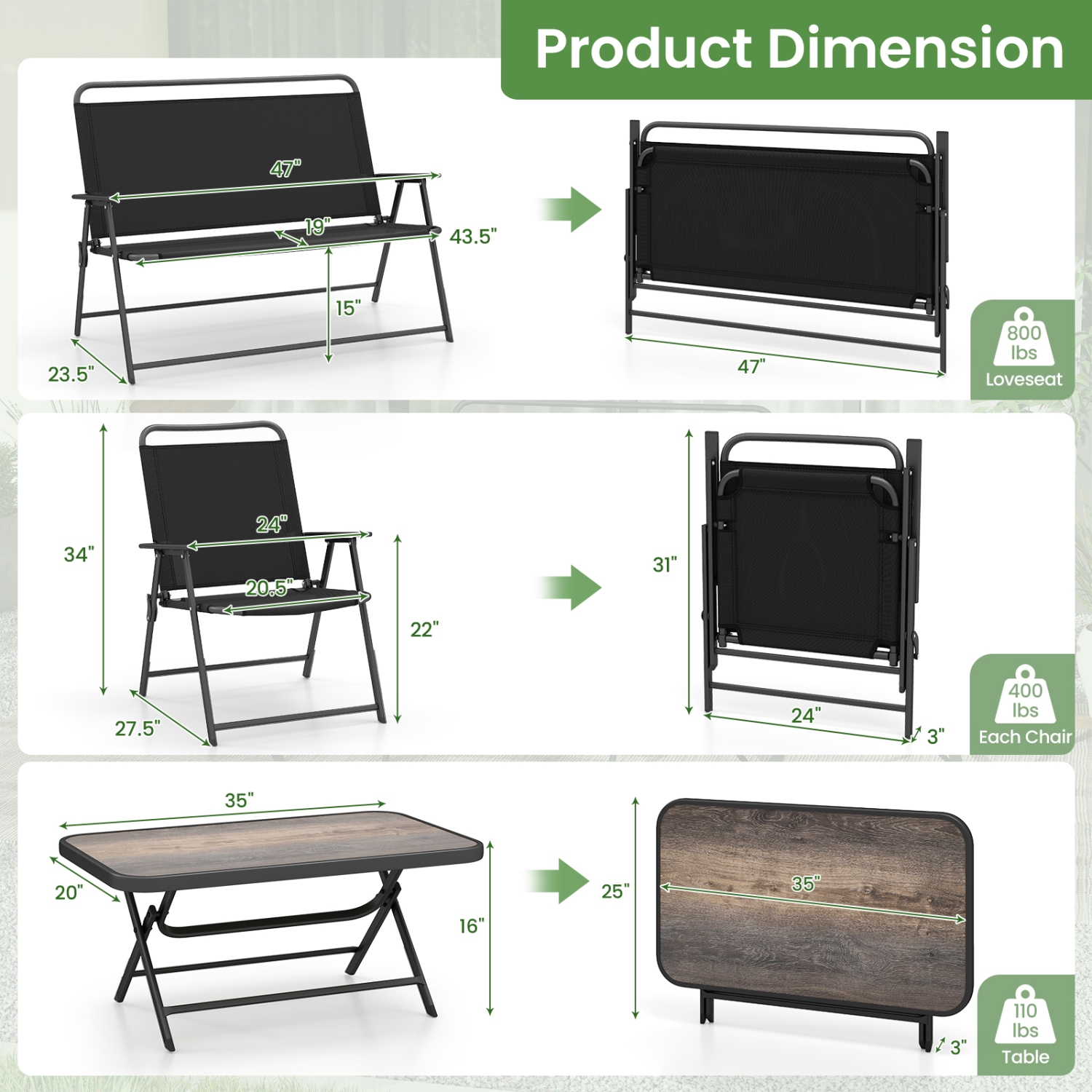 Gymax 4 Piece Outdoor Conversation Set Metal Frame Outdoor Bistro Set w/ 2 Chairs Black