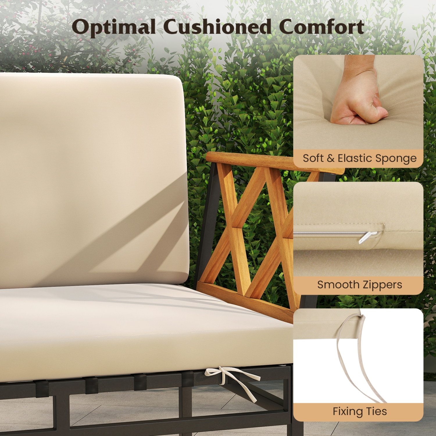 Gymax Set Of 4 Outdoor Sectional Sofa L-Shaped Metal Conversation Set w/ Cushions