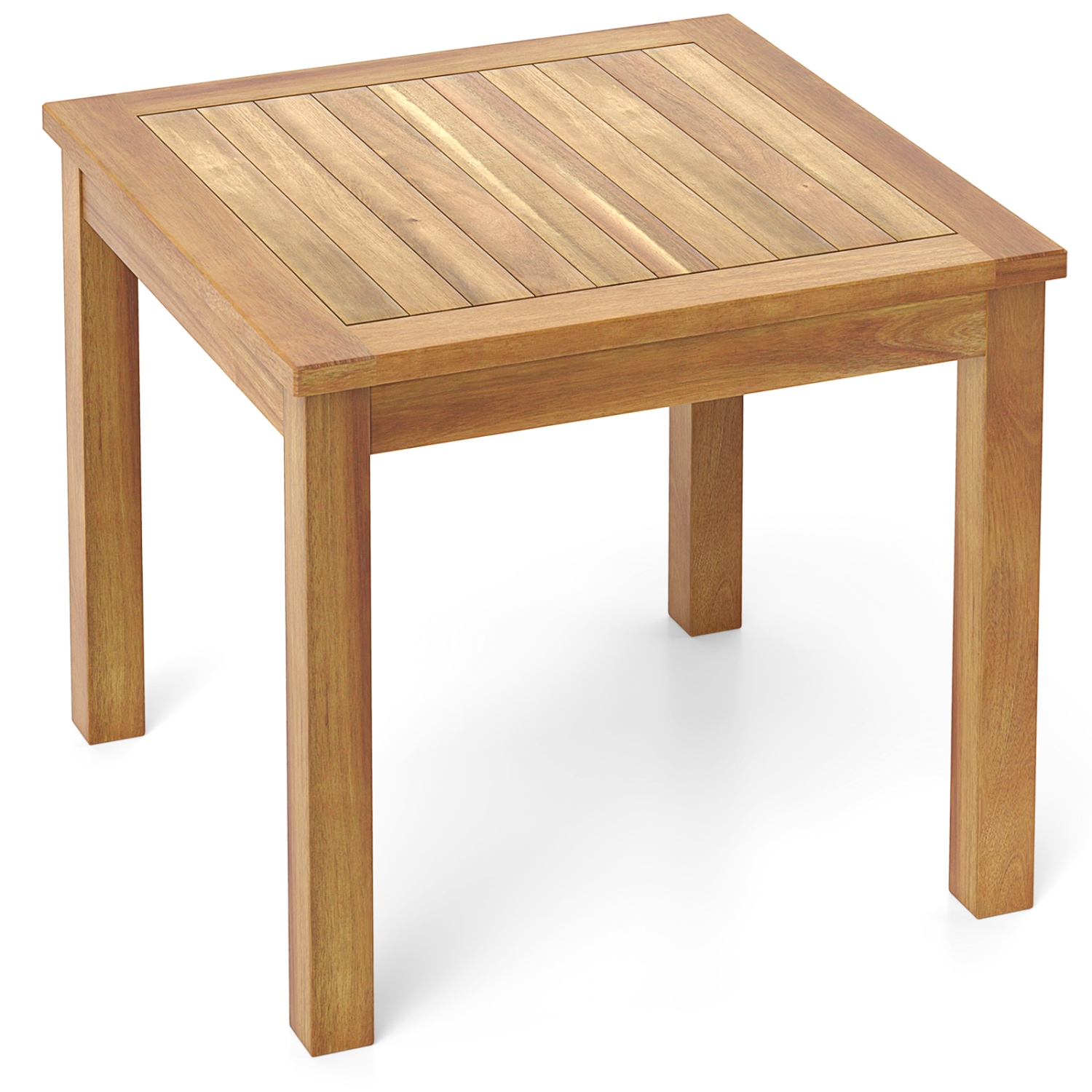 Gymax Outdoor Square Teak Wood End Table Coffee Table for Porch Deck Garden Patio