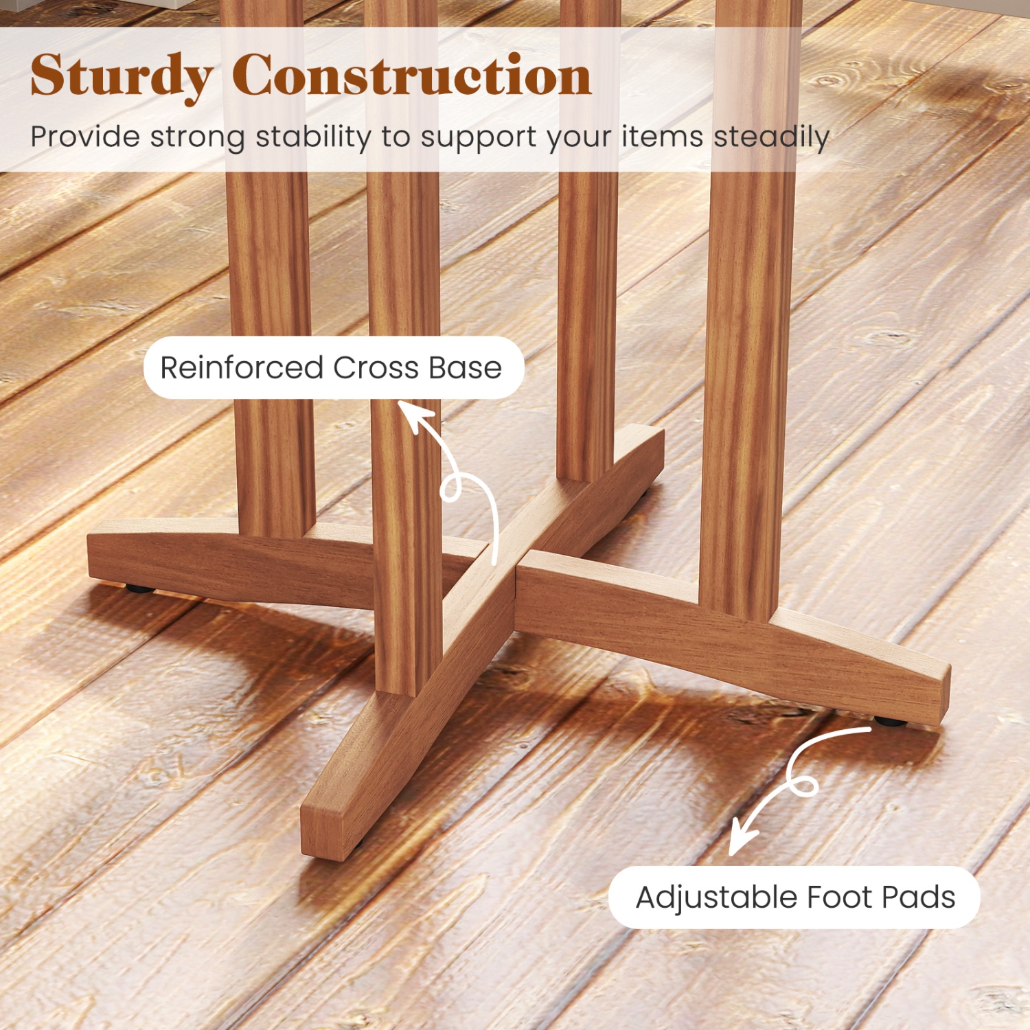 Gymax 39'' Outdoor Acacia Wood Bar Table w/ Slatted Tabletop for Garden Deck