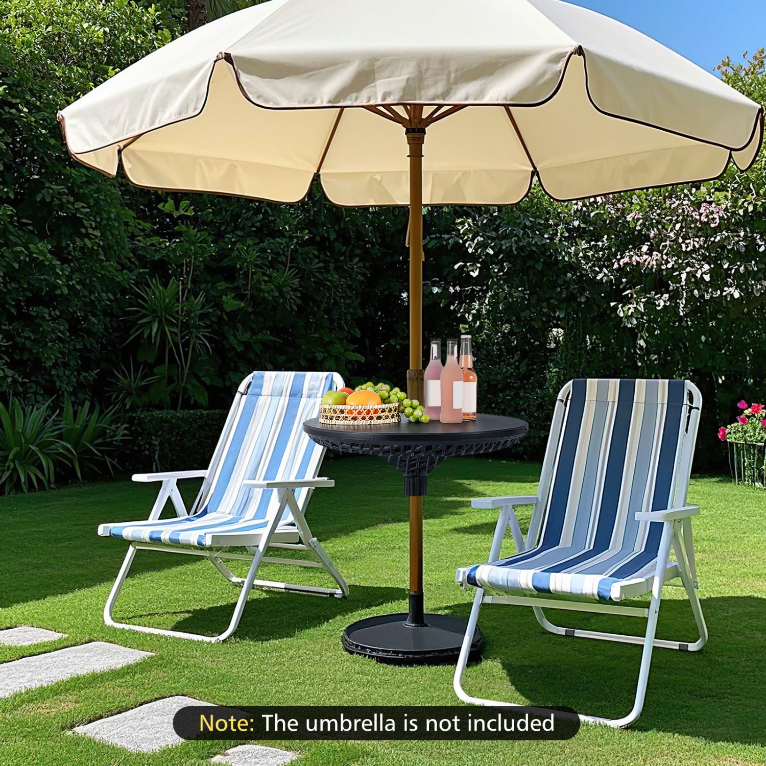 Gymax Outdoor Umbrella Table Tray Fit 1.5''/1.34''/1.26'' Umbrella Poles for Backyard