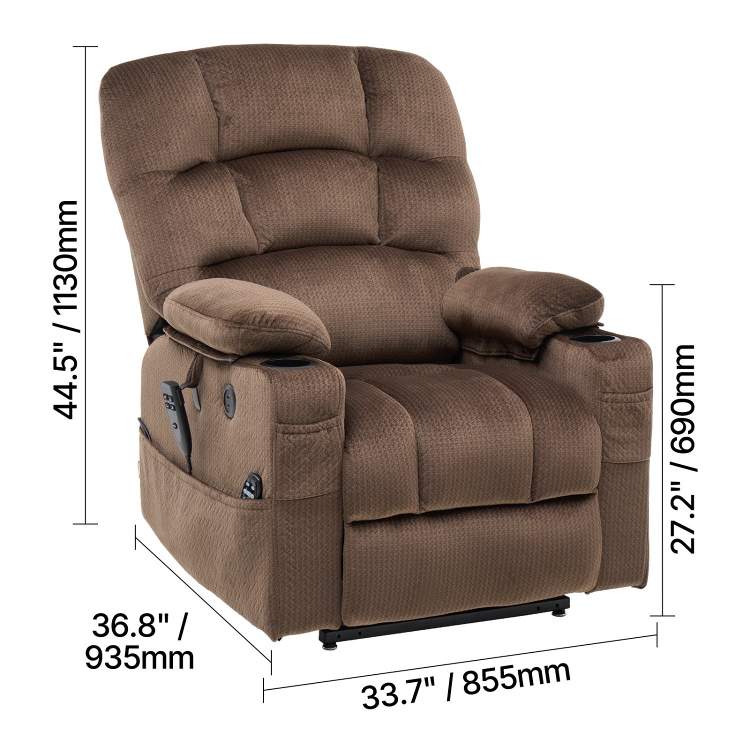 VEVOR Power Lift Recliner Chair, with Heat and Massage for Elderly, Dual Motor Recliner Chair with 2 Cup holders and USB Port, Position Adjustment