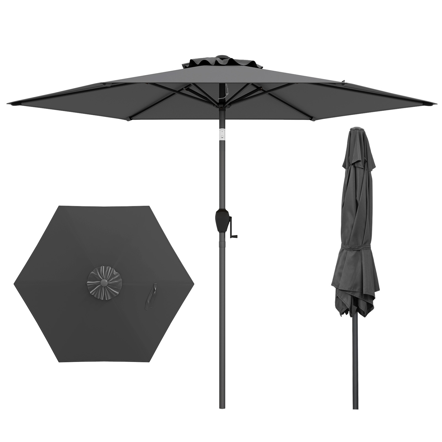 Gymax 7.5 ft Patio Umbrella Outdoor Heavy Duty Market Umbrella w/ Push Button Tilt