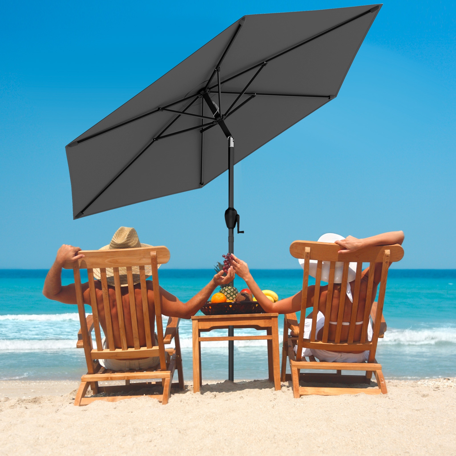 Gymax 7.5 ft Patio Umbrella Outdoor Heavy Duty Market Umbrella w/ Push Button Tilt