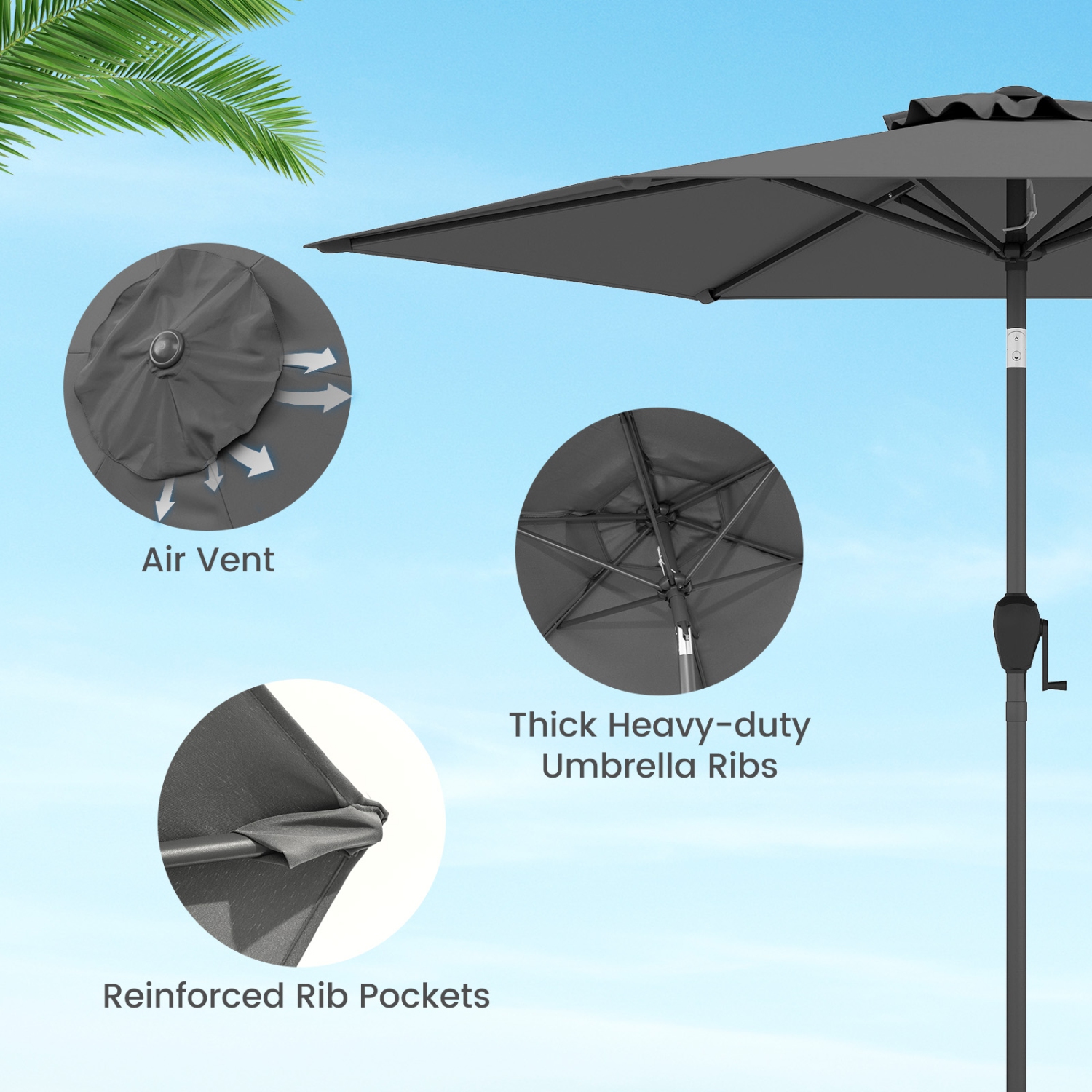 Gymax 7.5 ft Patio Umbrella Outdoor Heavy Duty Market Umbrella w/ Push Button Tilt